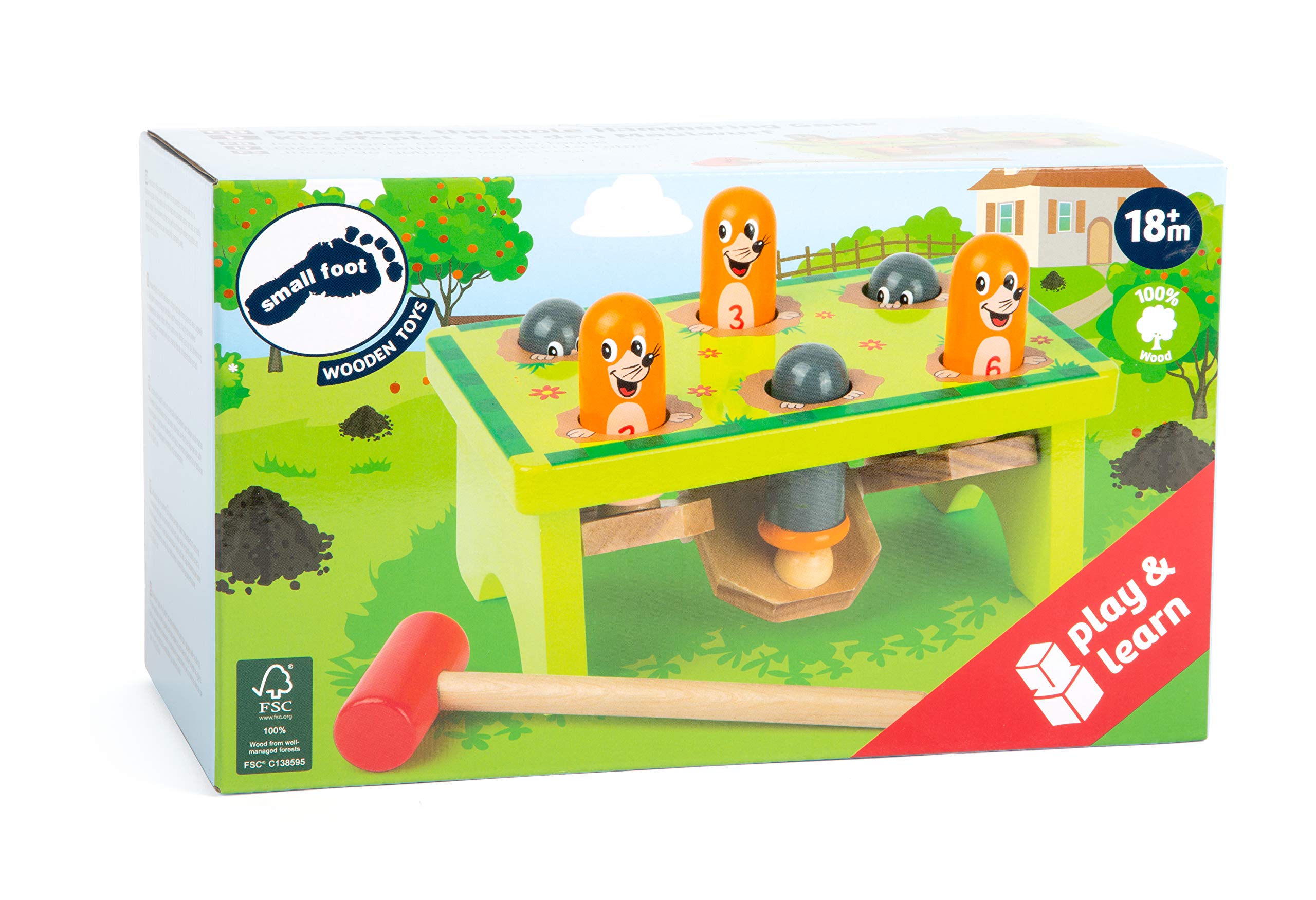 Small Foot 11162 Gioco Martelletto Talpa Legno Numeri 1-6