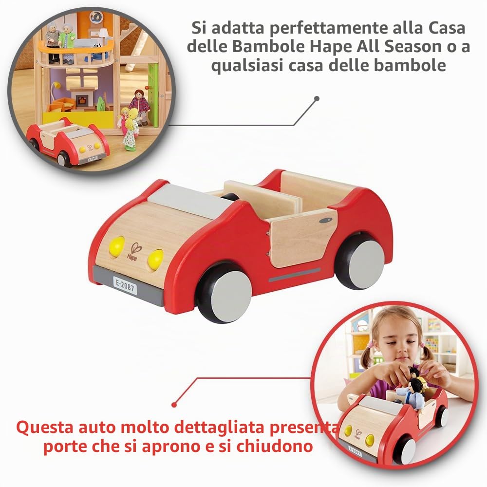Hape Auto Familiare macchina rossa in legno 3 anni