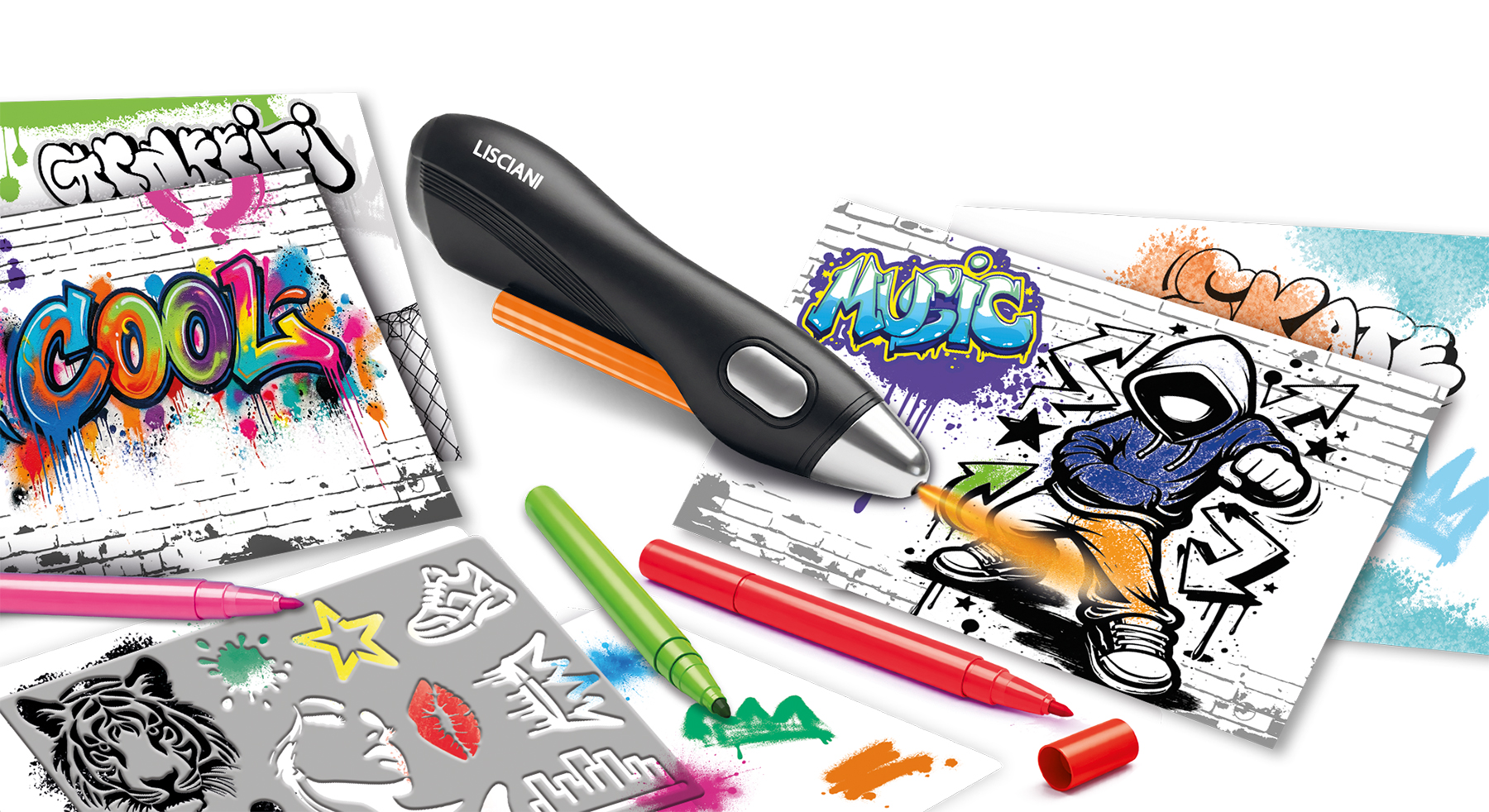 Lisciani I'm a Genius Creazioni con Aerografo USB set stencil art