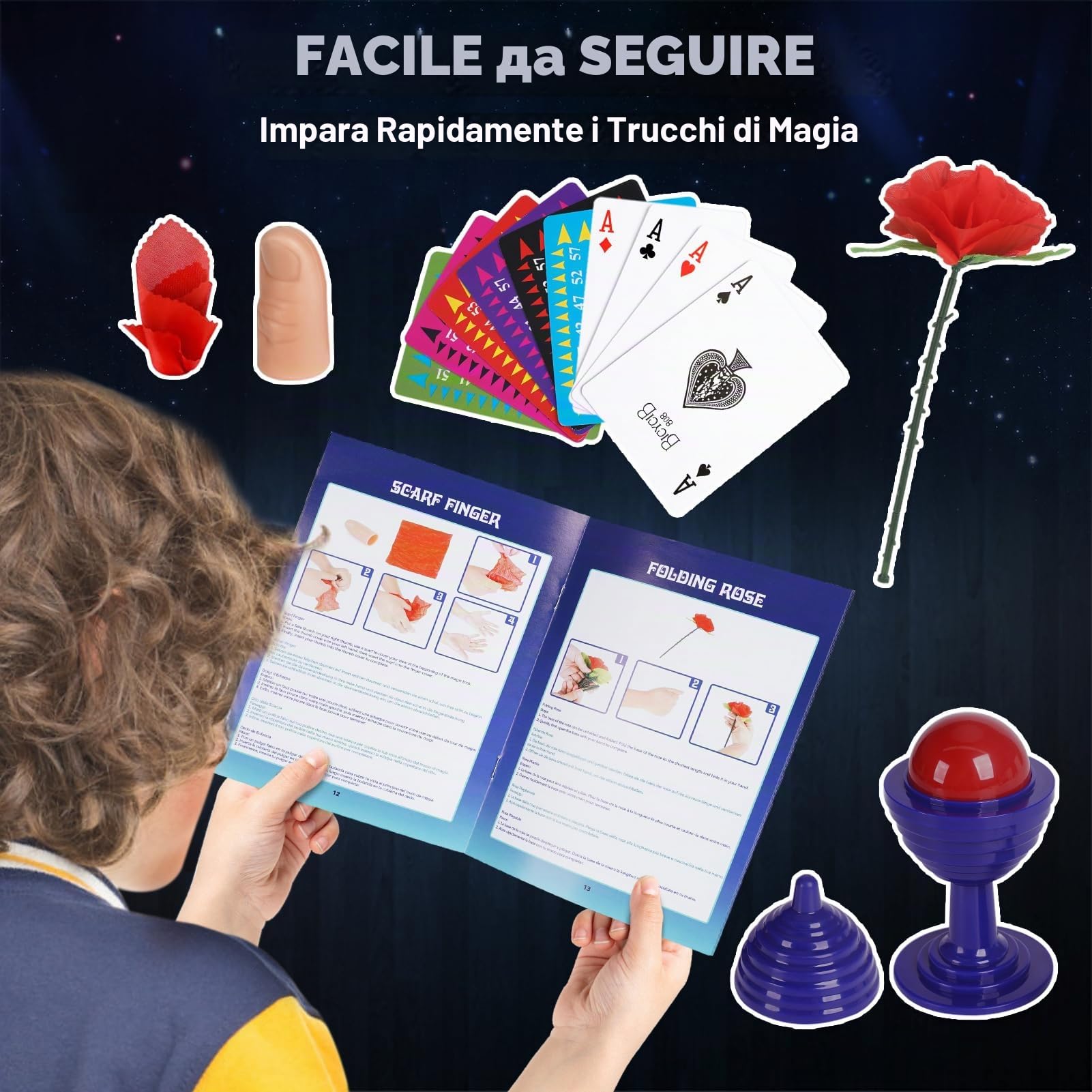 DINORUN set magia bambini cappello e bacchetta 24 pezzi