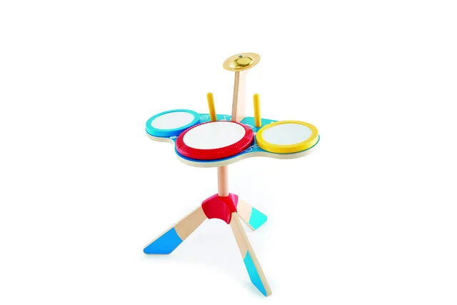Hape set batteria e piatti batteria giocattolo 3 tamburi
