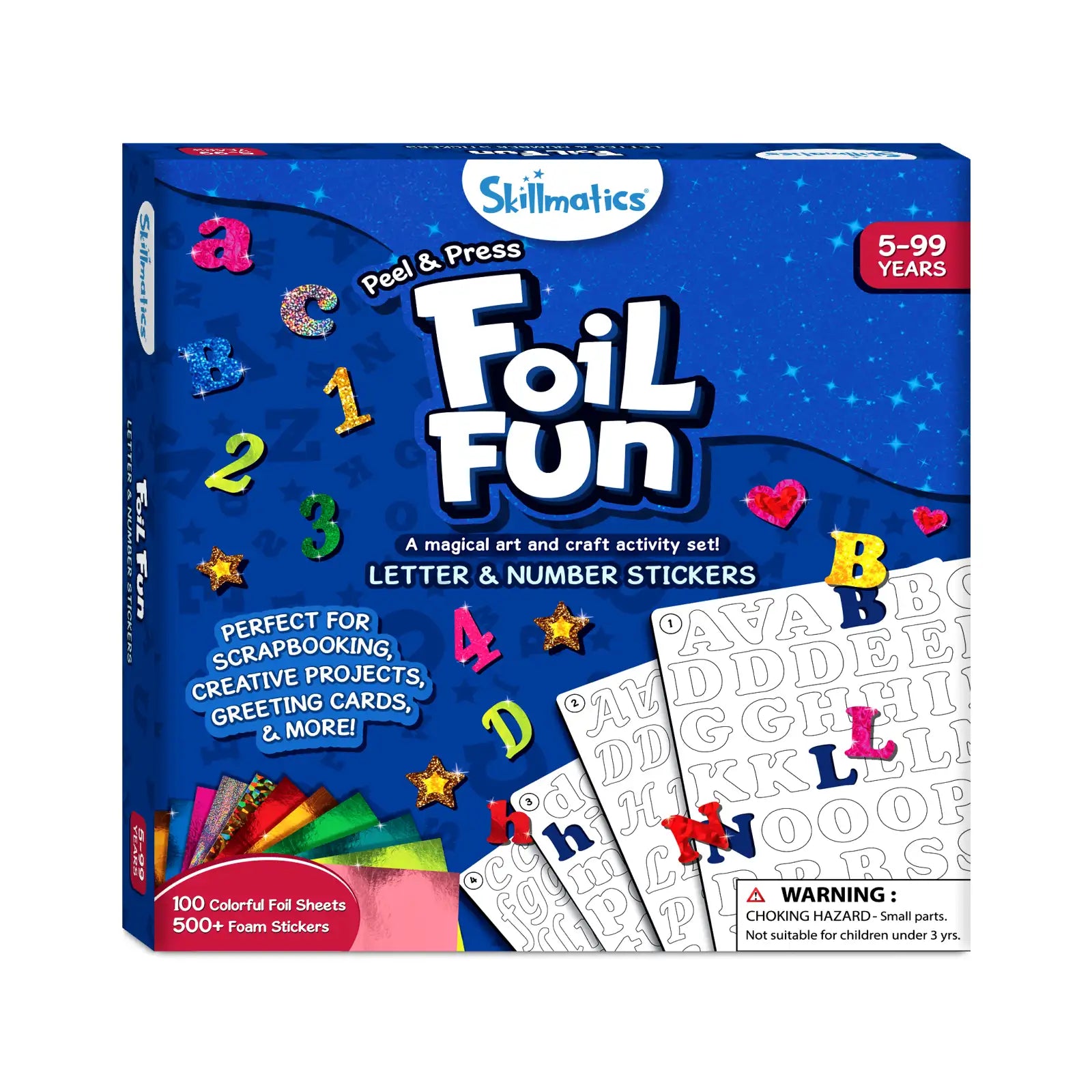 Skillmatics Foil Fun Letter & Number Stickers kit foil da 5 anni