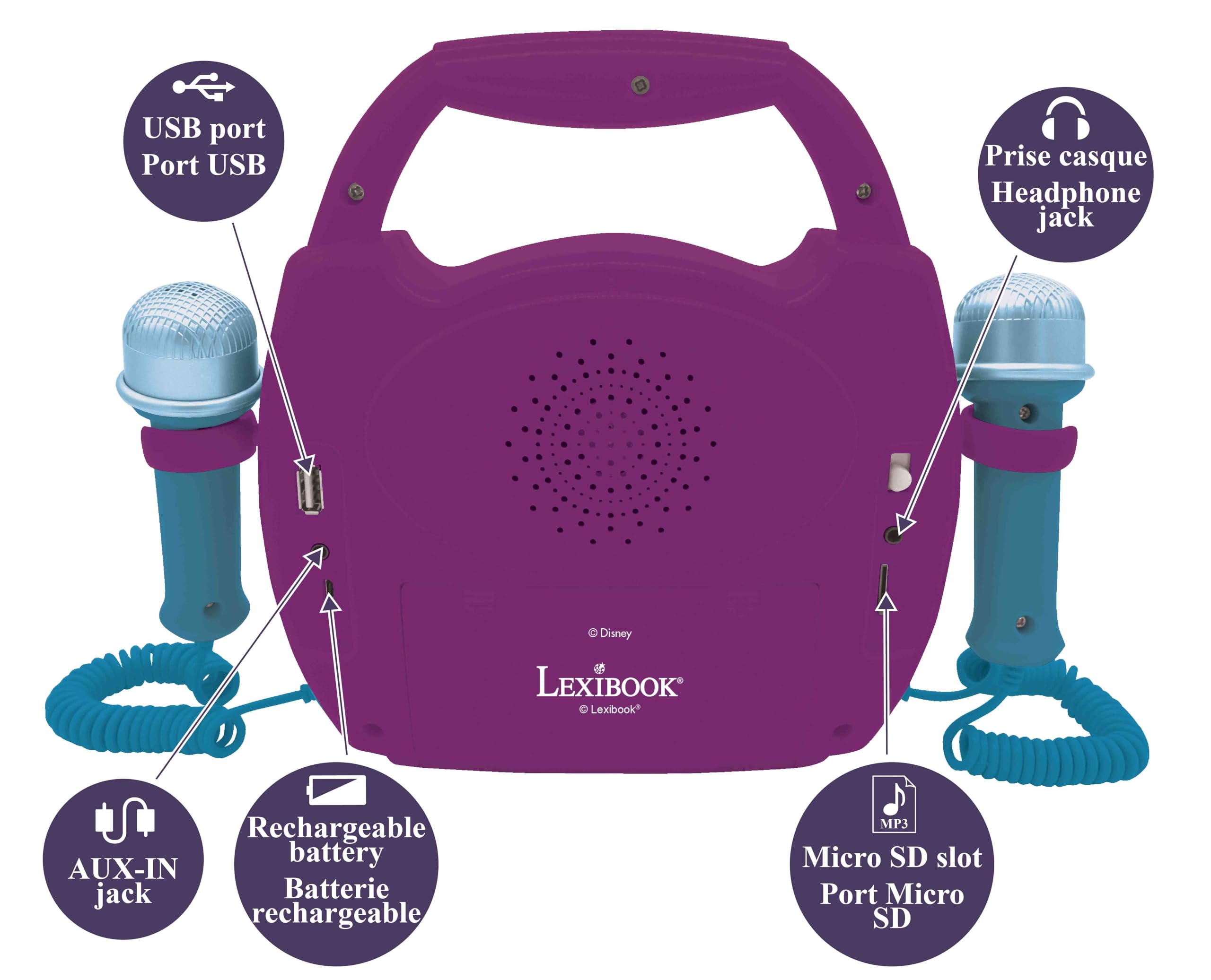 Lexibook Frozen MP320FZZLXB lettore karaoke viola 2 microfoni