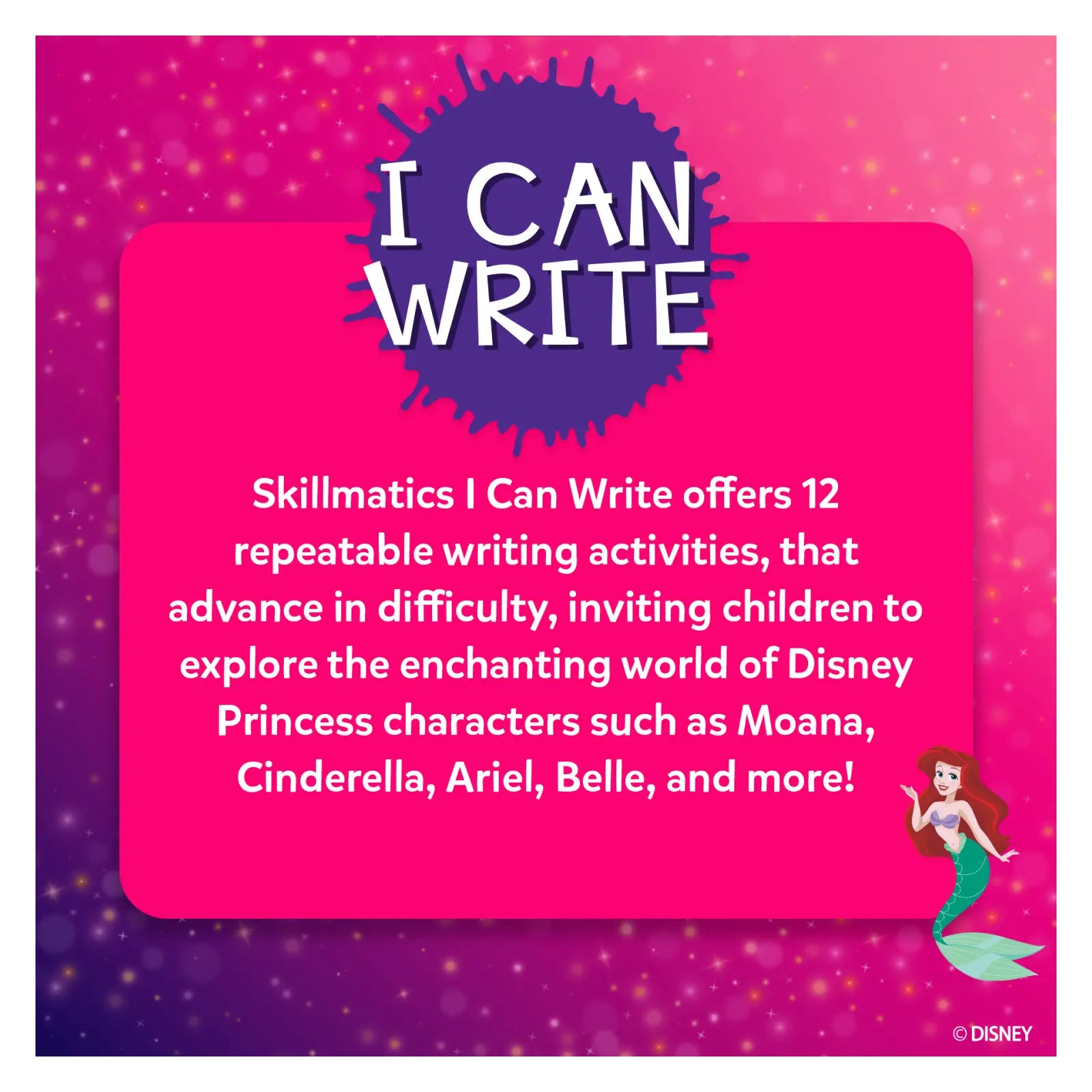 Skillmatics I Can Write Disney Princess schede cancellabili 3-6 anni