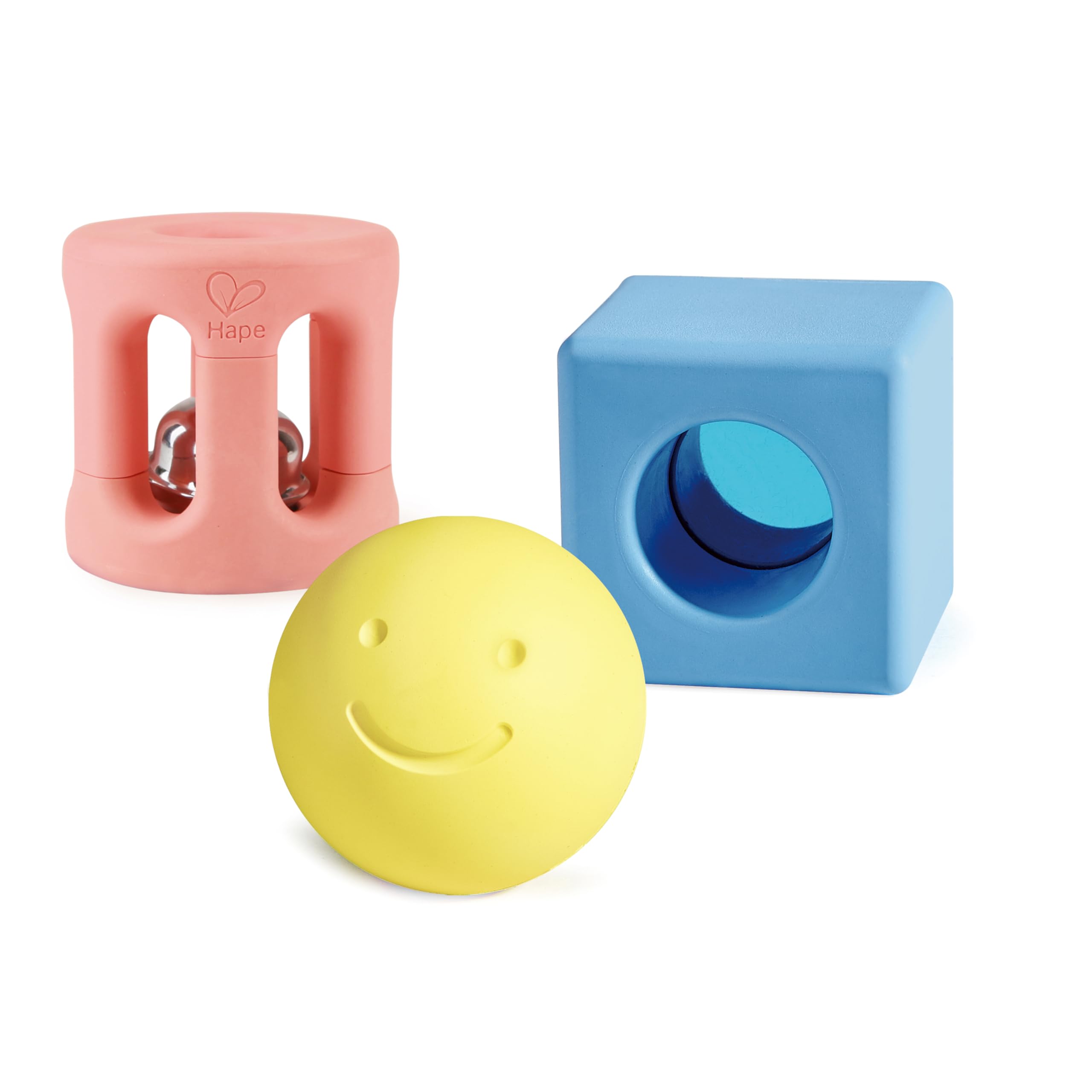 Hape Baby set sonagli geometrici neonato 3 pezzi pastello