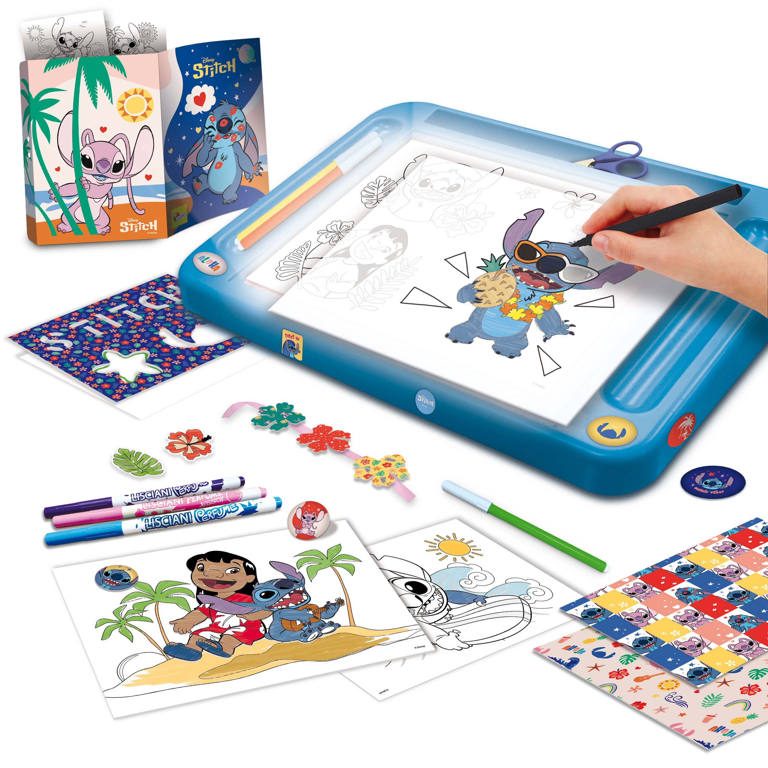 Lisciani Stitch Drawing School tavolo luminoso kit disegno A4