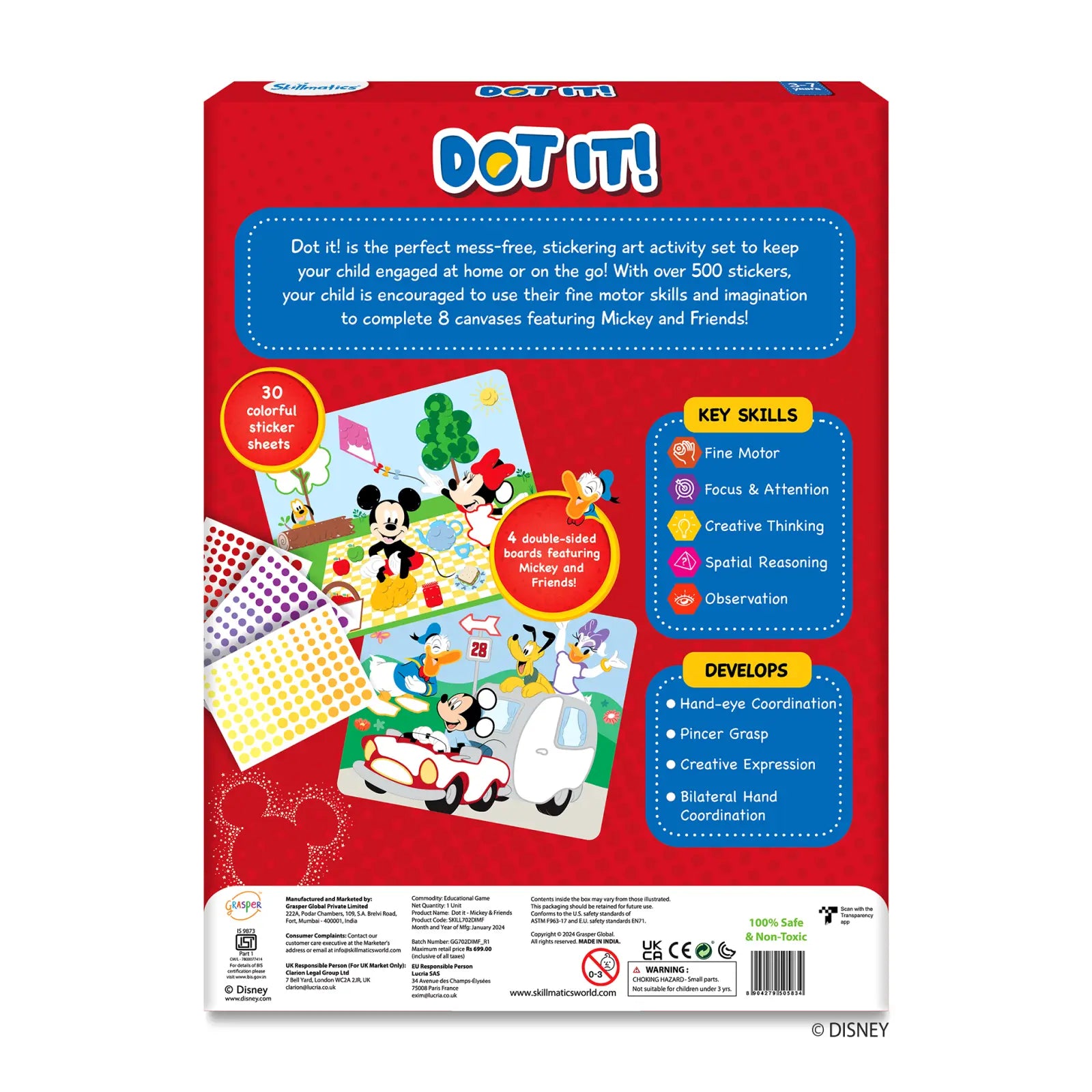 Skillmatics Dot it Mickey and Friends sticker art 3-7 anni