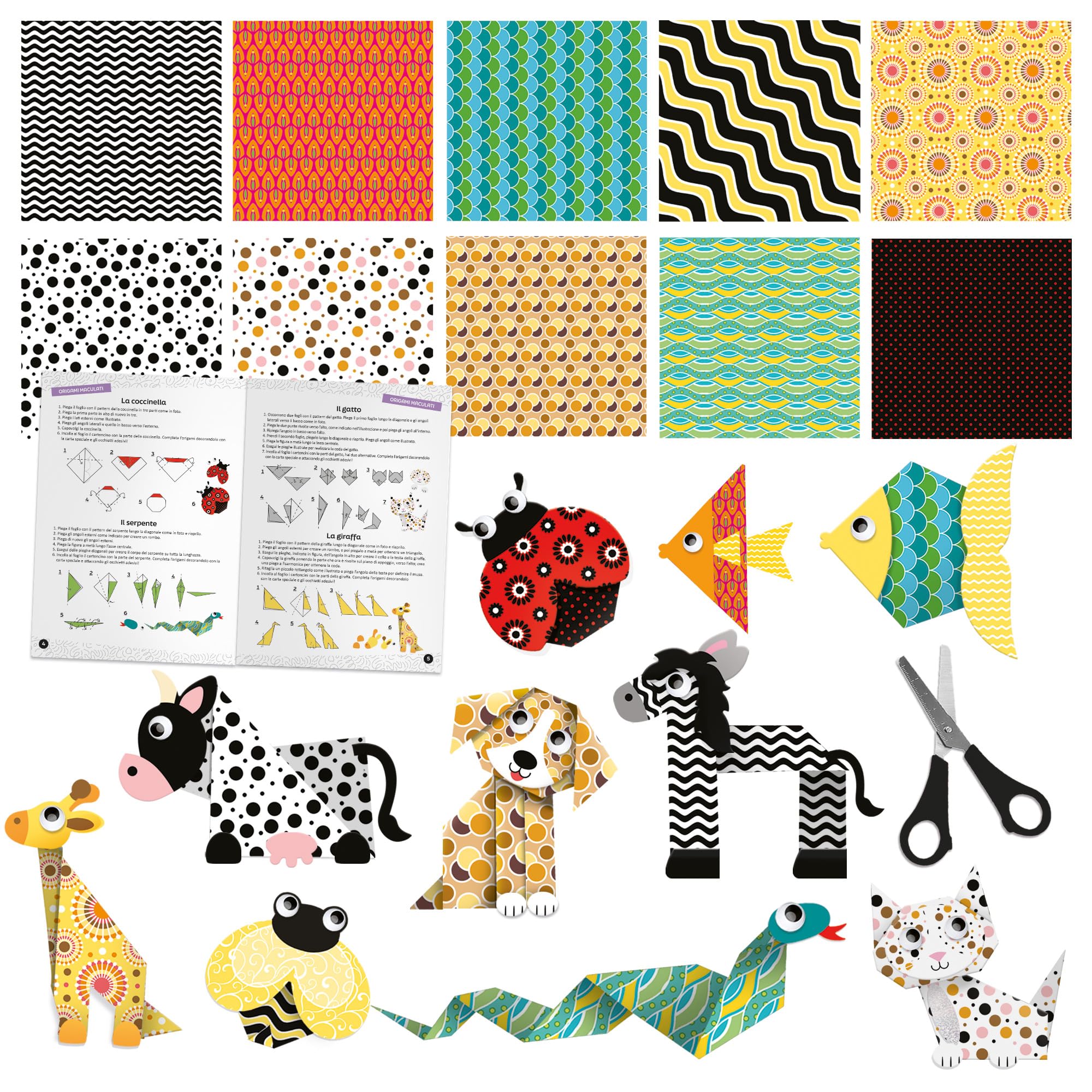 Headu Origami Maculati IT56963 kit creativo animali 4-8 anni