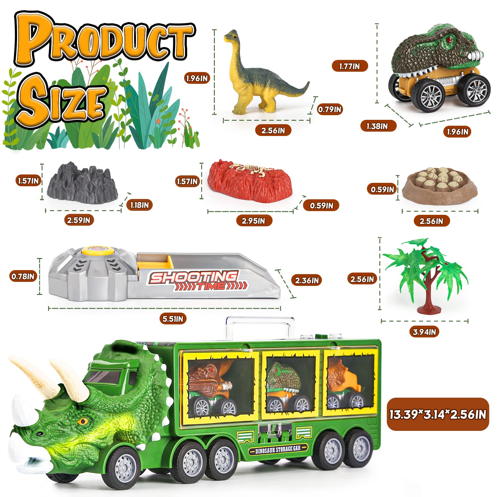 DINORUN Dinosauri Camion trasportatore 23 pezzi luci suoni