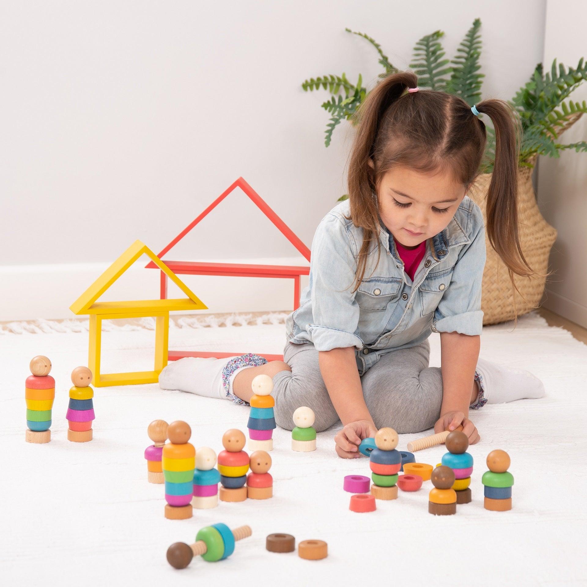 Tickit Rainbow Community People omini legno set 5 multicolore