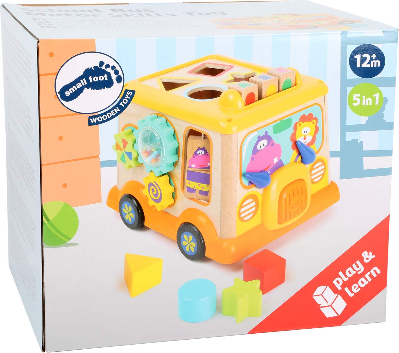 smallfoot scuolabus cubo attività in legno bambini