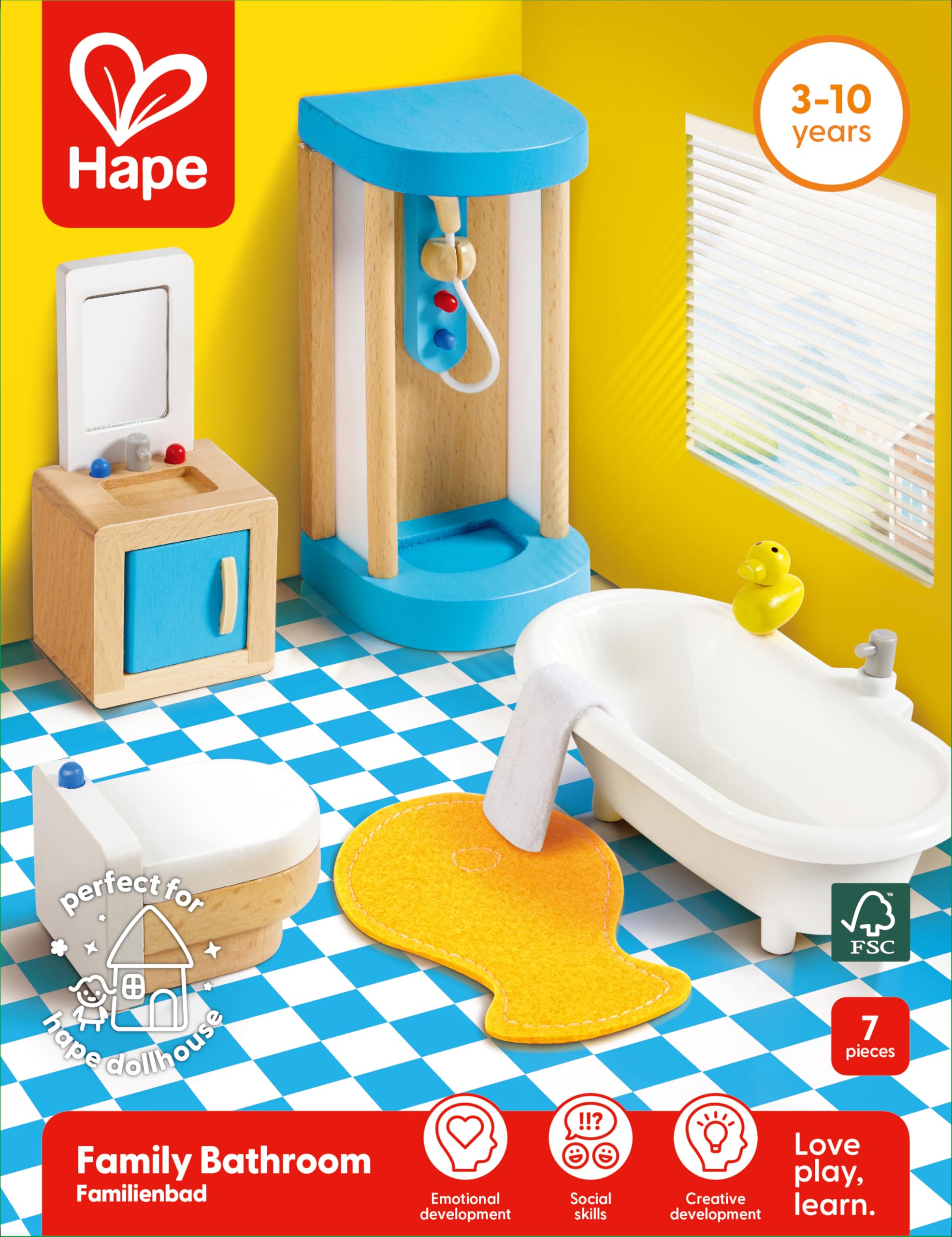 Hape Bagno con Doccia Mobili Casa Bambole Legno
