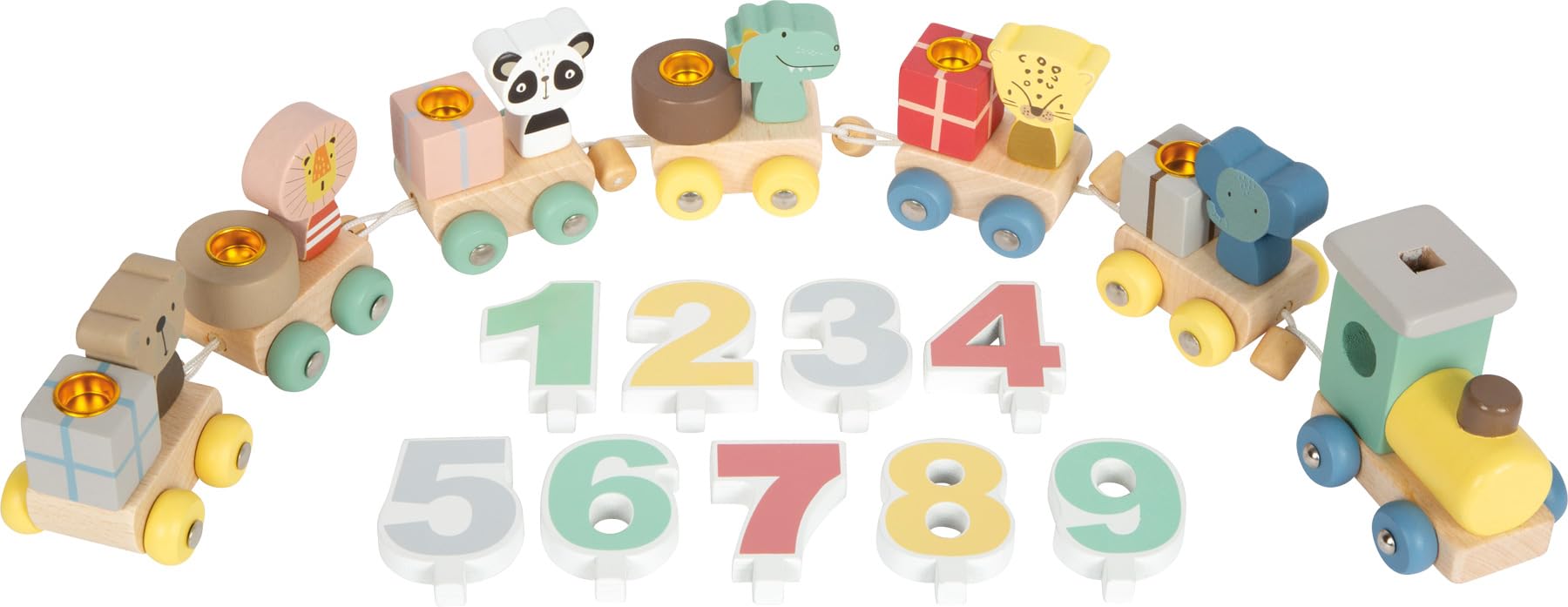 smallfoot treno compleanno animali legno numeri 1-9