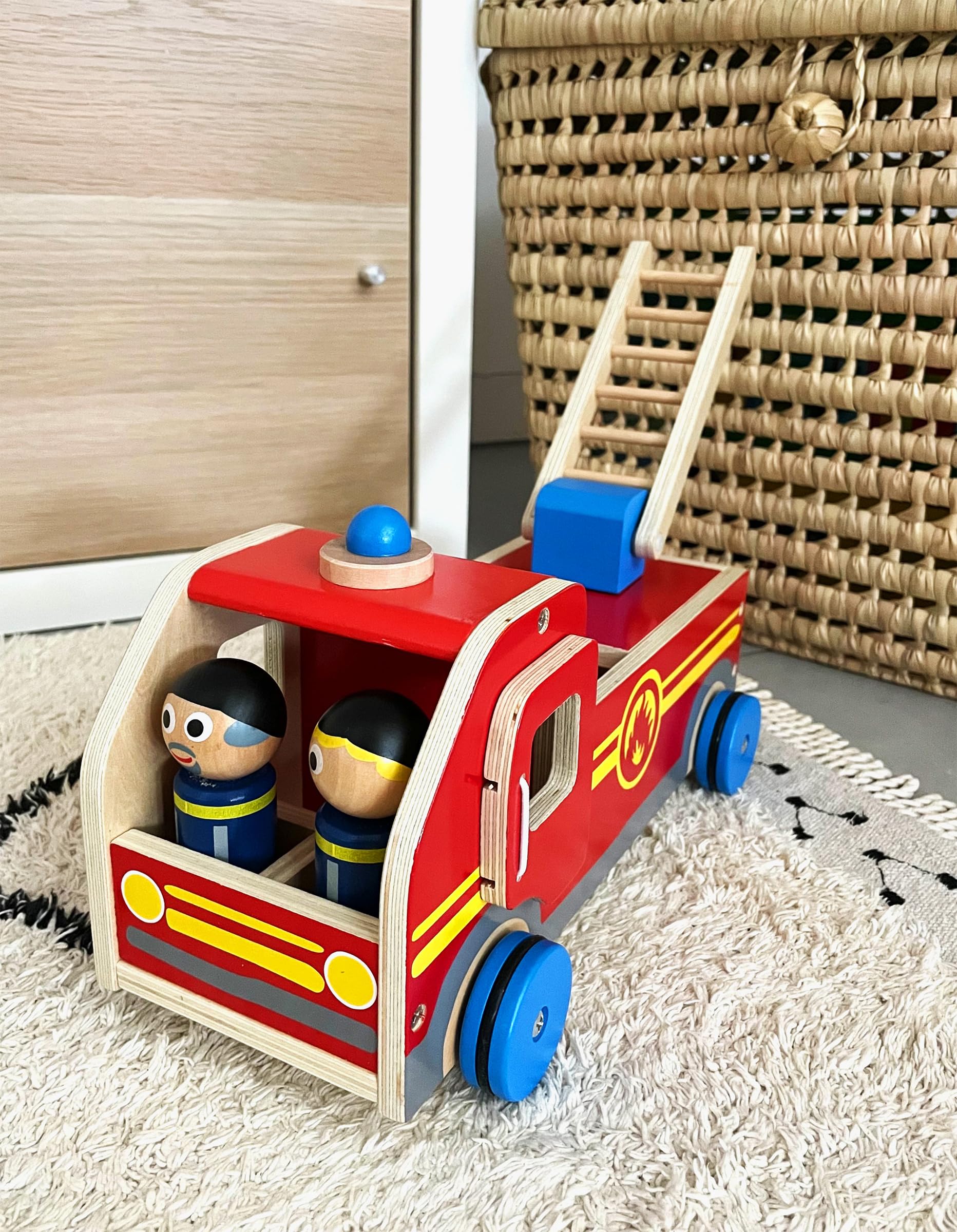 smallfoot 11456 camion pompieri legno grande 3 anni