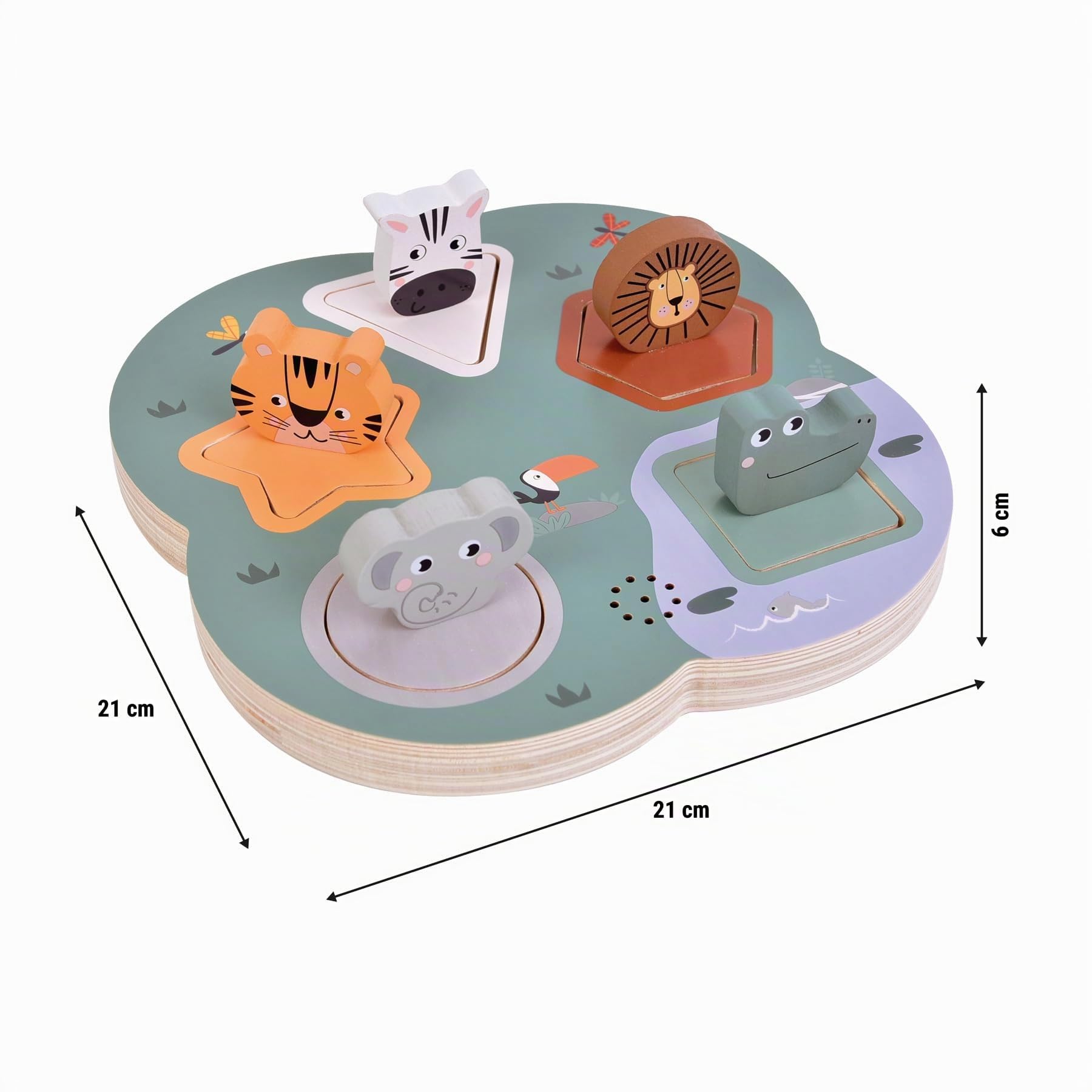 smallfoot Safari puzzle 3D legno con versi animali 5 pezzi