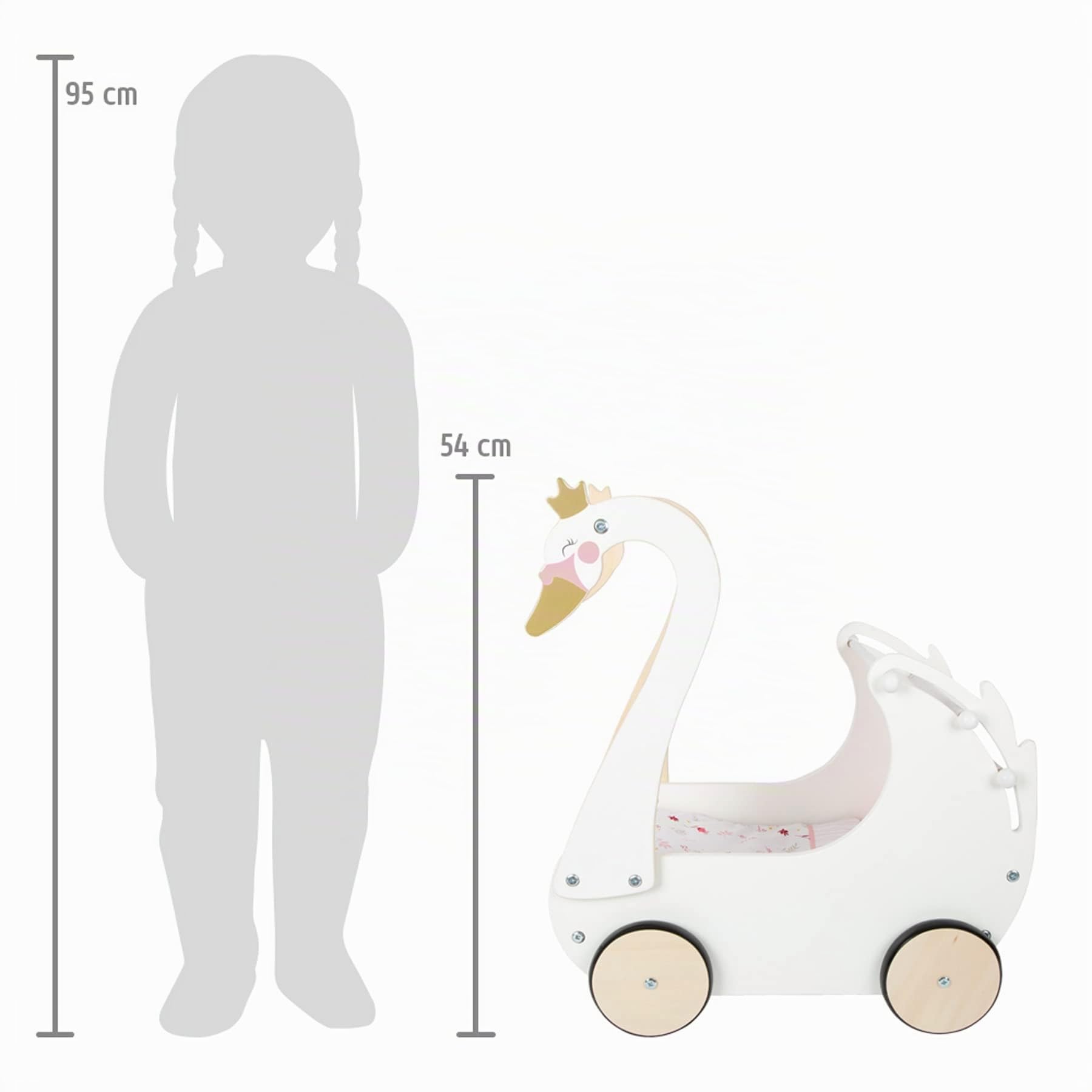 smallfoot Cigno carrozzina bambole legno fino 46 cm