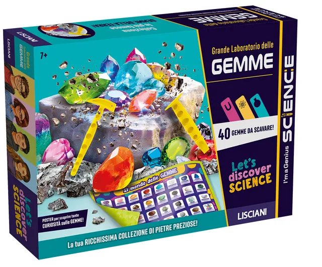 Lisciani I'm a Genius Grande Laboratorio Gemme kit scavo 40 gemme