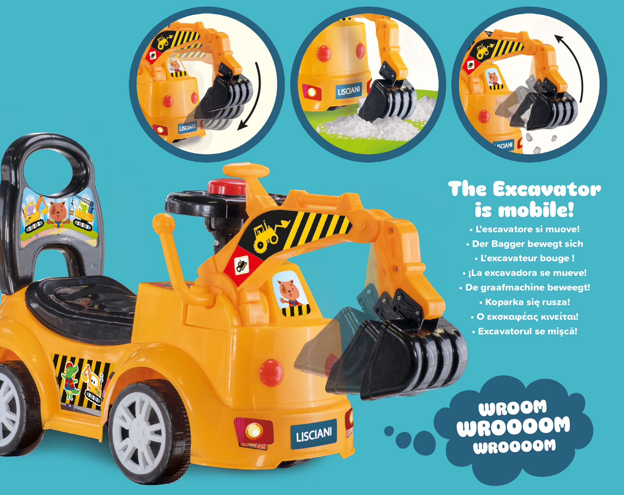 Lisciani Carotina Baby Ride On Bulldozer ruspa cavalcabile sonora