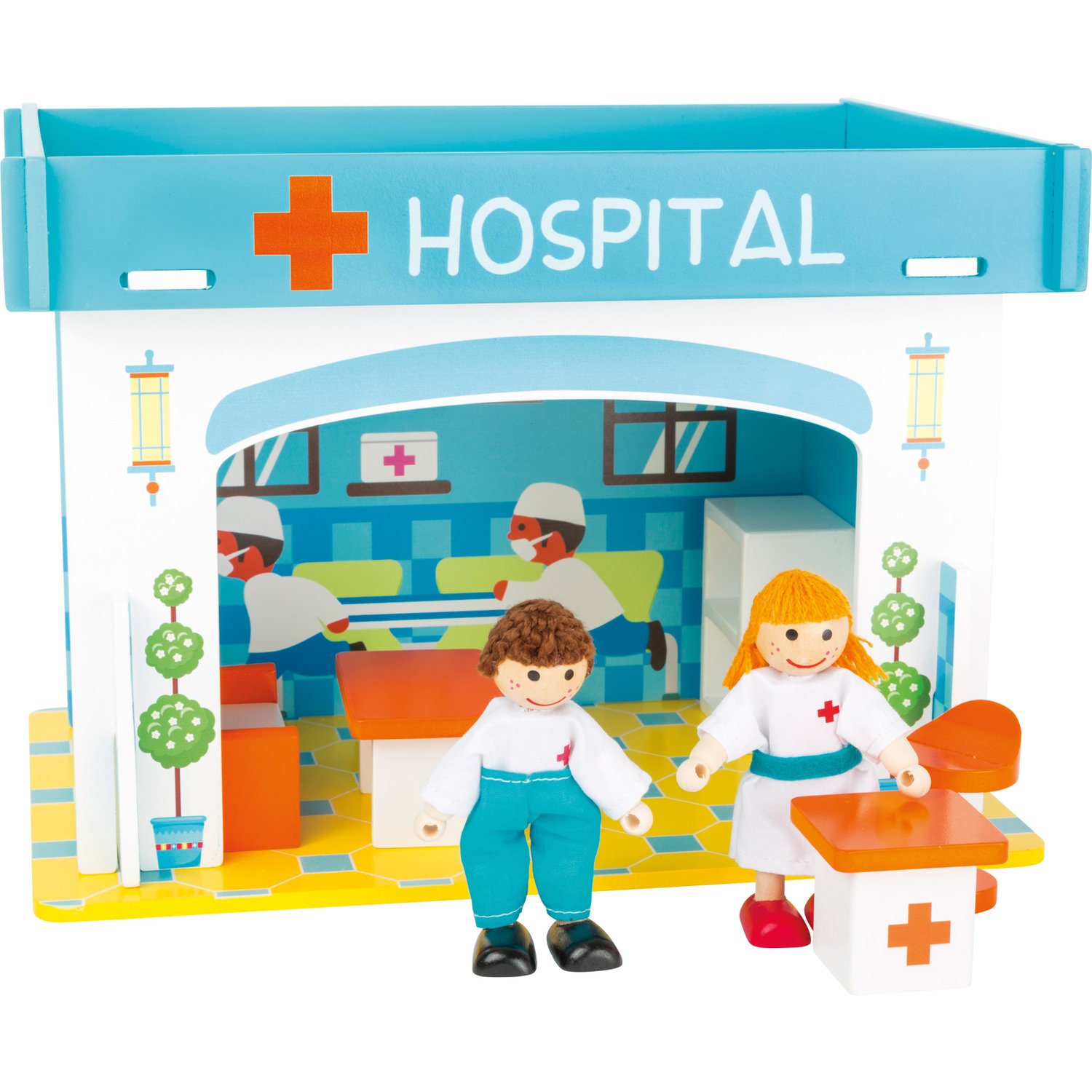 smallfoot 10857 ospedale giocattolo legno con accessori