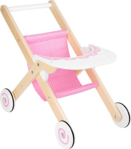 smallfoot 10741 Passeggino Bambole Legno con Tavolino
