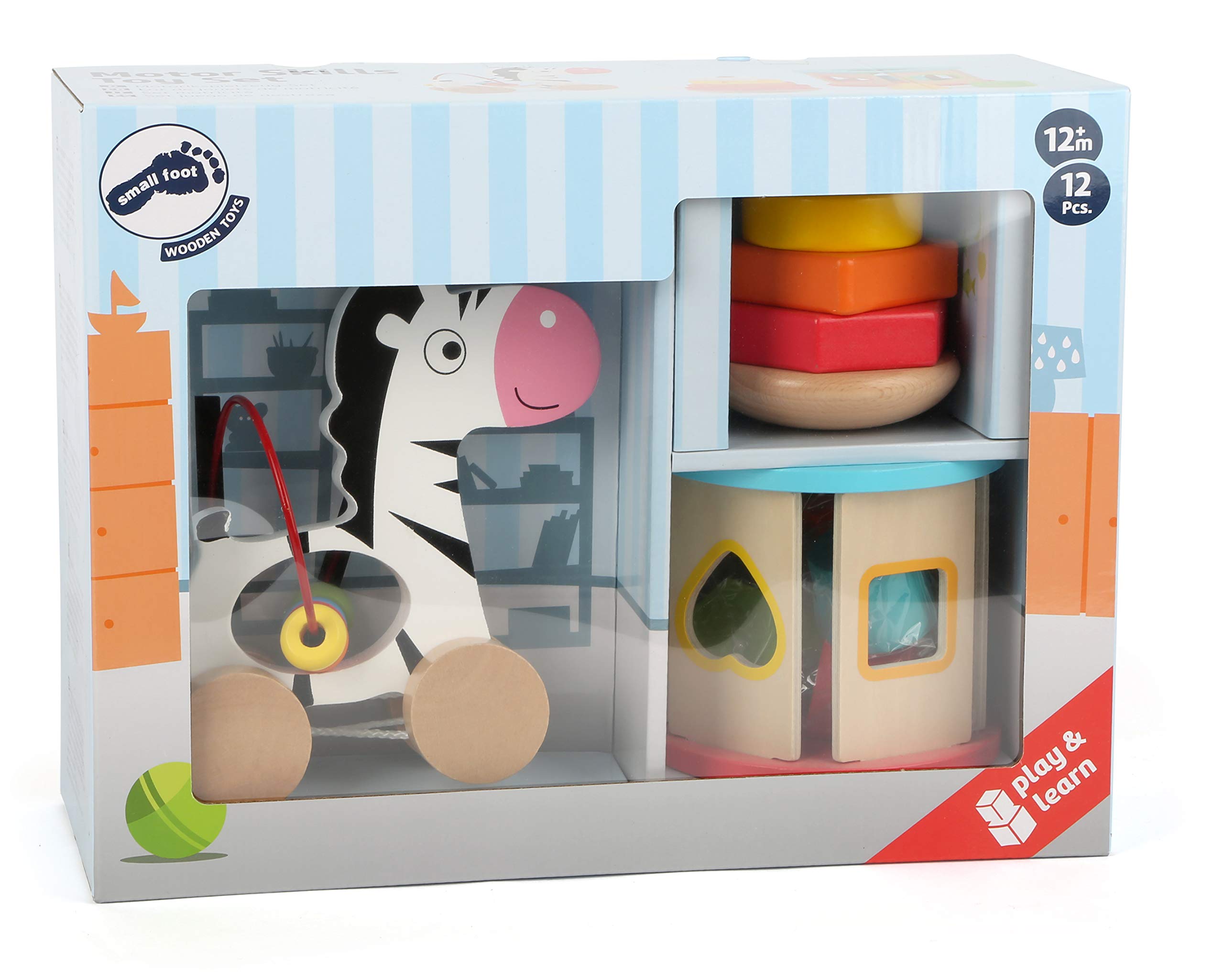 smallfoot Set Motricità gioco legno 3 pezzi zebra primi passi
