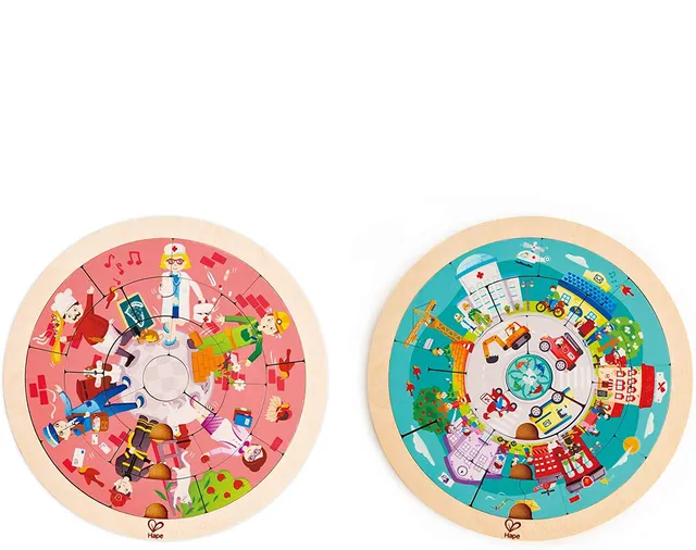 Hape E1624 Carousel Puzzle legno mestieri bifacciale