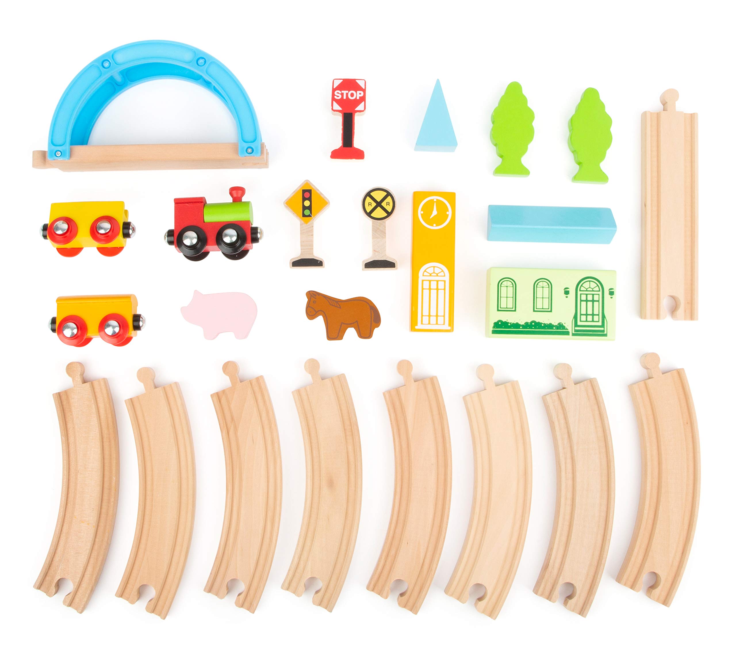 smallfoot 11490 pista trenino legno città e campagna 24 pezzi
