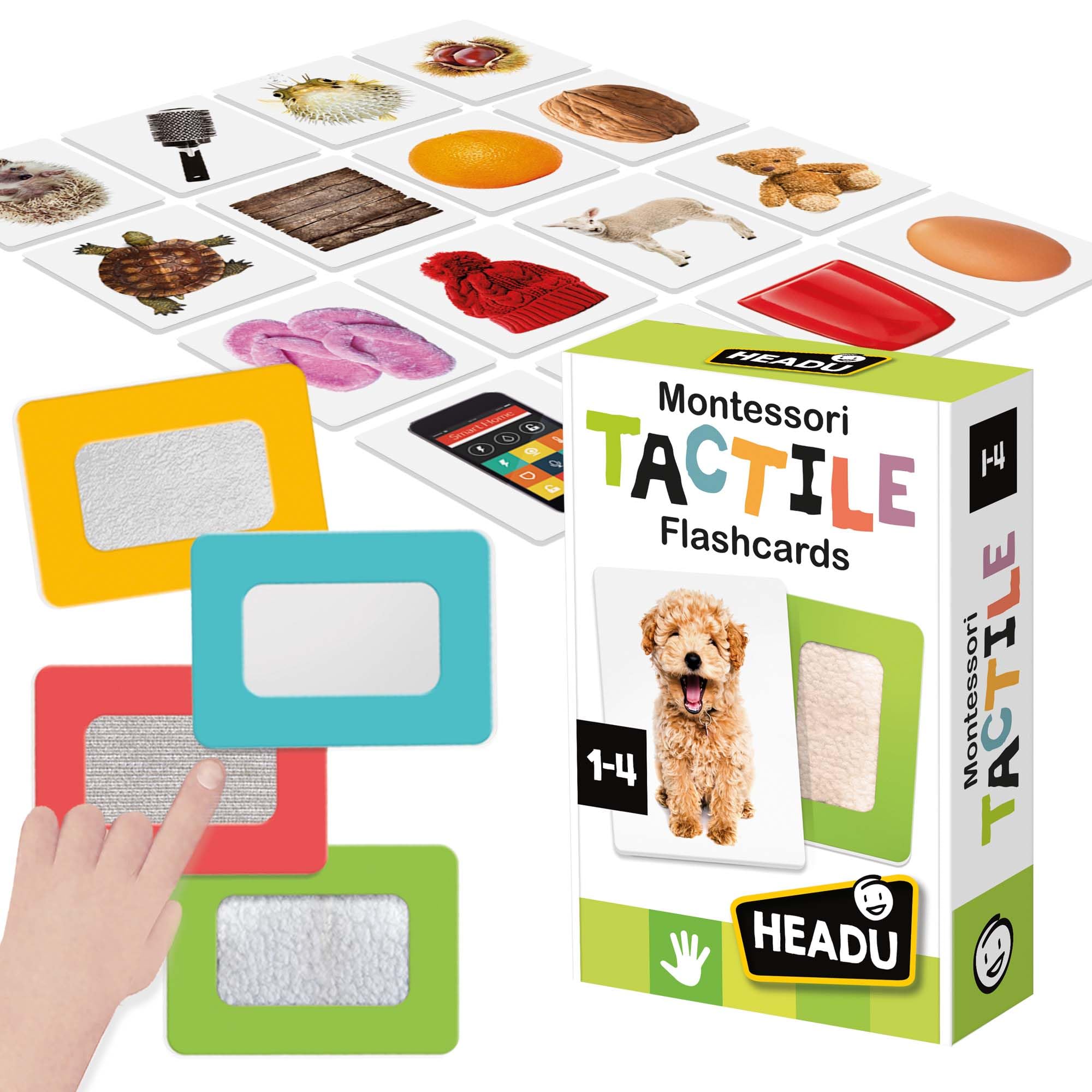 Headu Flashcards Tactile Montessori Carte 1-4 Anni Confezione da 1