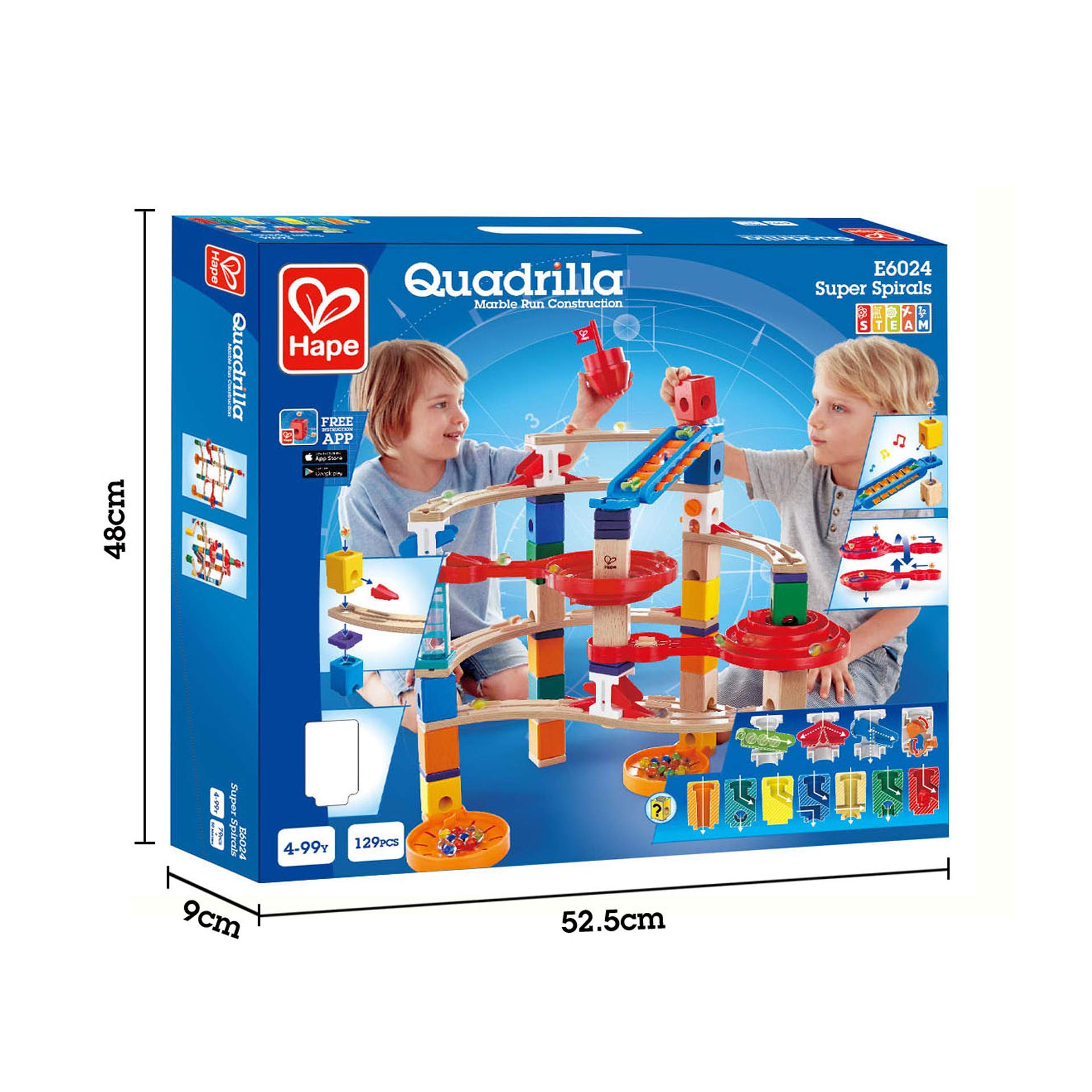 Hape Quadrilla Super Spirali pista biglie legno 129 pezzi