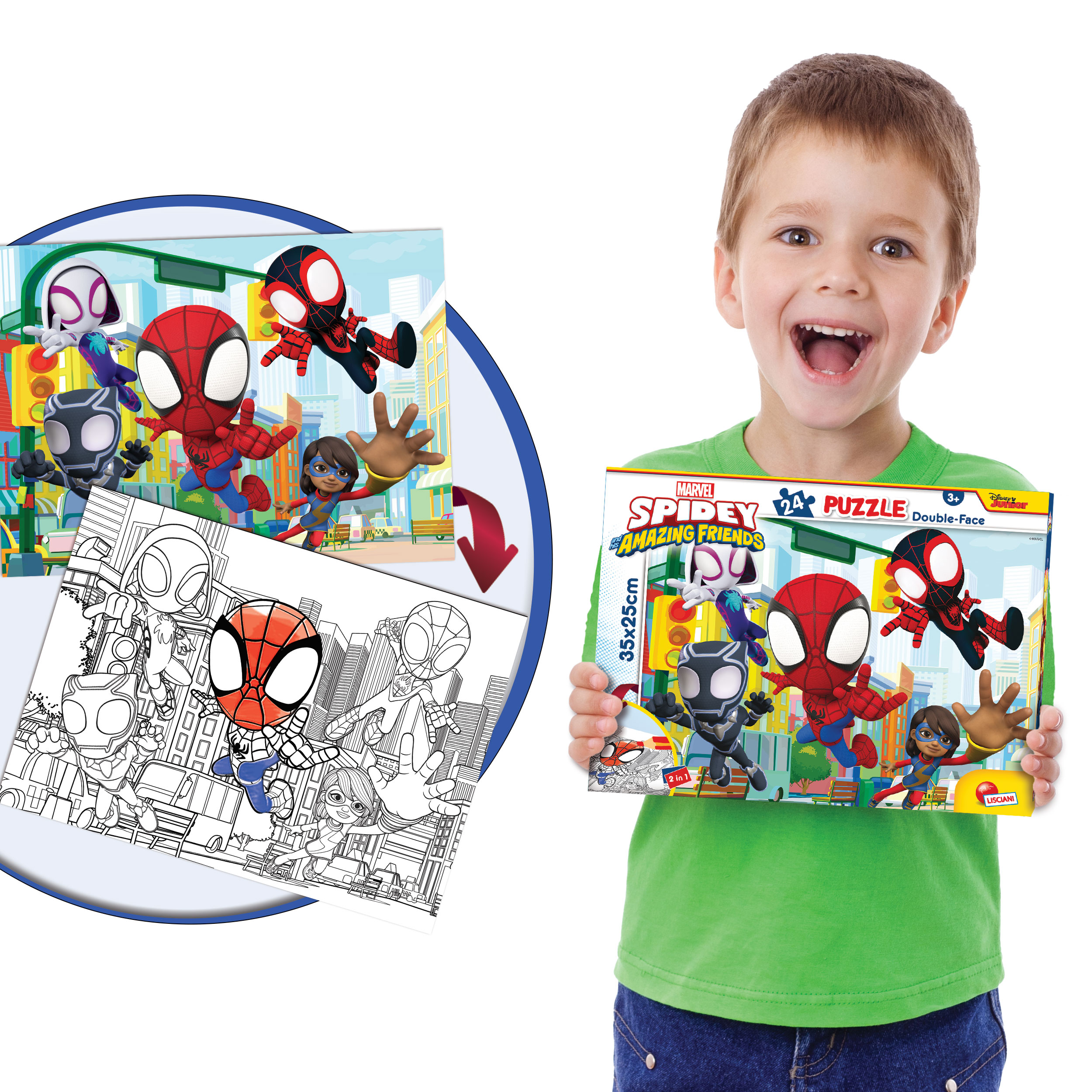 Lisciani Marvel M-Plus 24 Spidey Puzzle 24 Pezzi da Colorare
