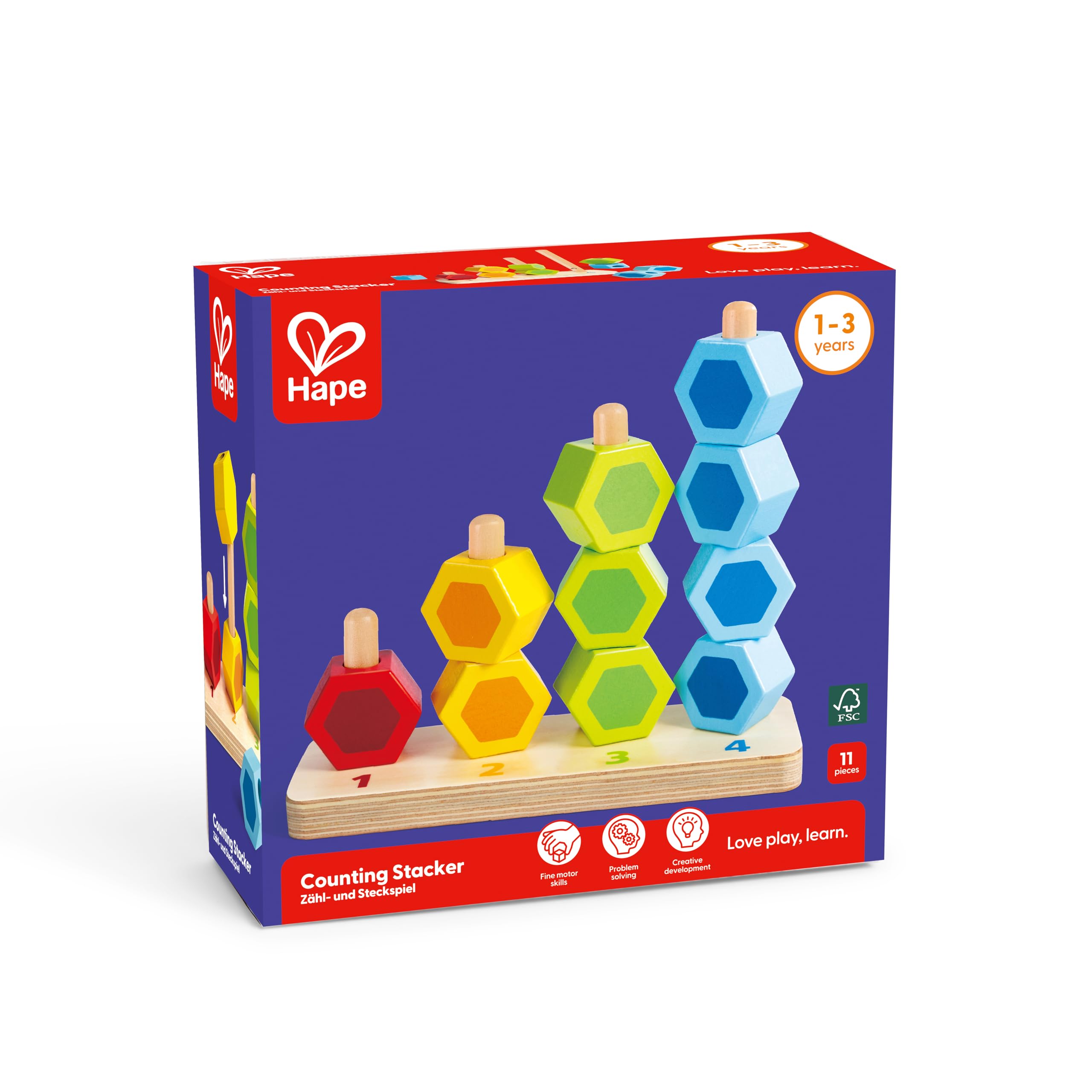 Hape E0504 pallottoliere in legno torri impilabili bambini