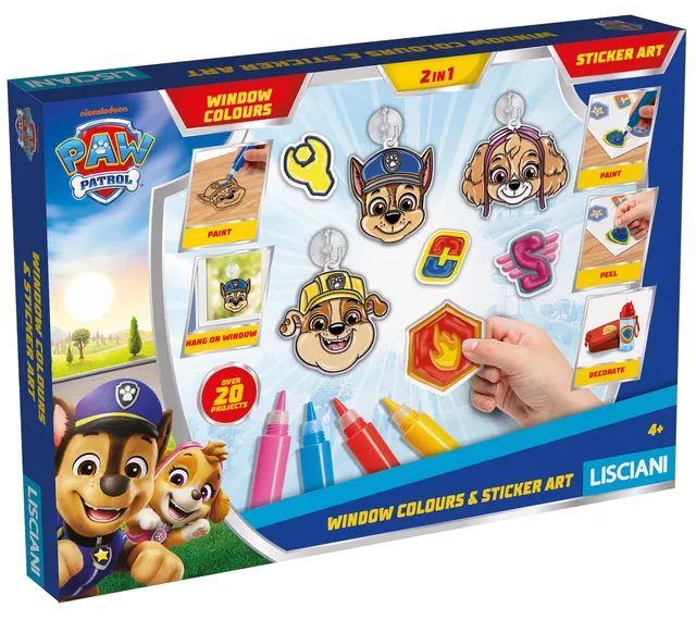 Lisciani Giochi Paw Patrol Window Colours Sticker Art set creativo vetro