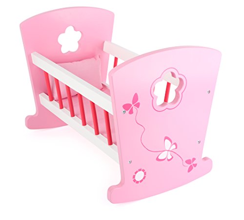 smallfoot 10742 culla bambole legno rosa con cuscino