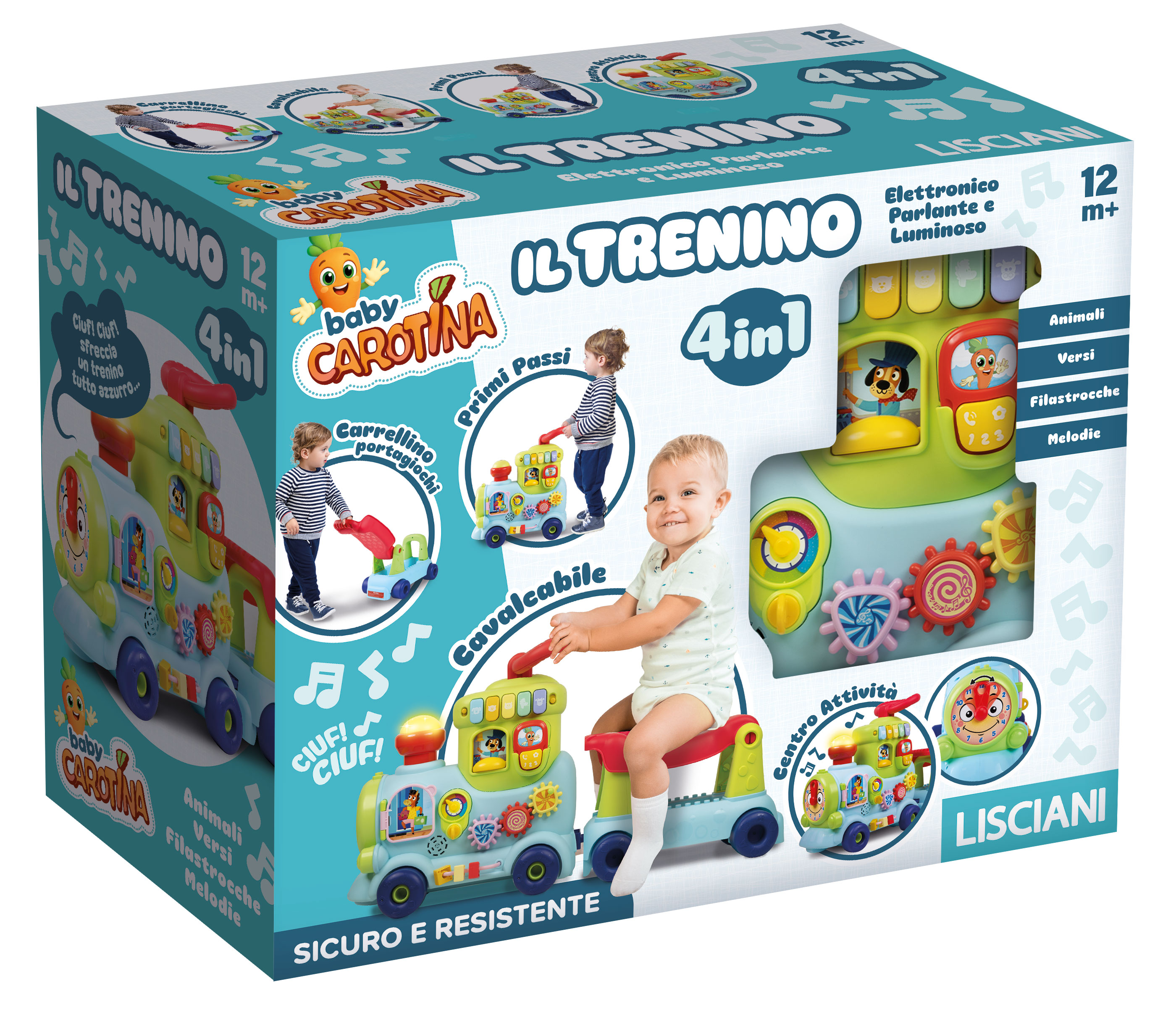 Lisciani Carotina Baby Trenino cavalcabile elettronico