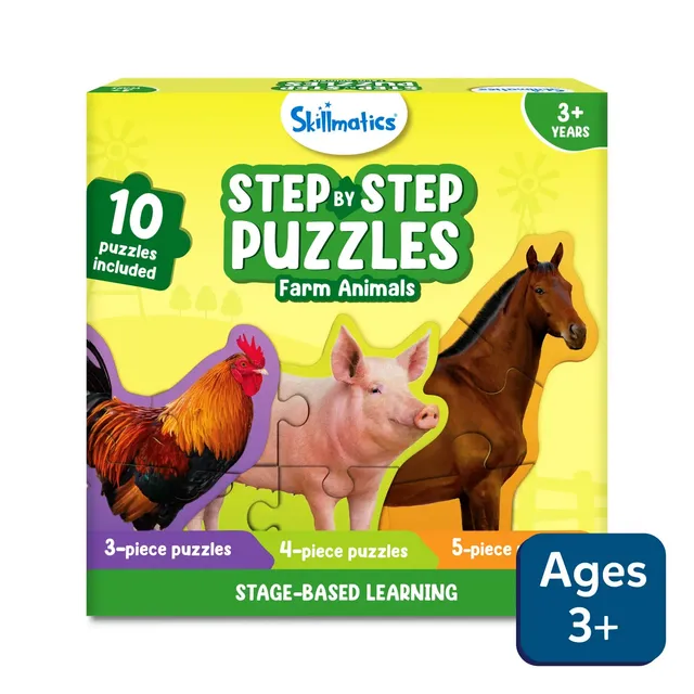 Skillmatics Step by Step Farm Animals puzzle 10 pz fattoria 3+
