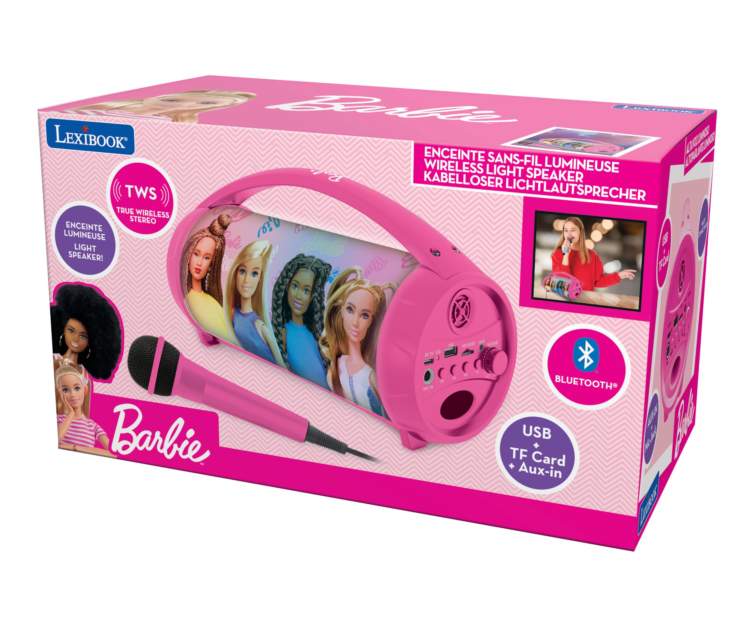 Lexibook Barbie BTP585BBZ cassa bluetooth karaoke rosa