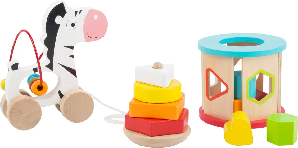 smallfoot Set Motricità gioco legno 3 pezzi zebra primi passi