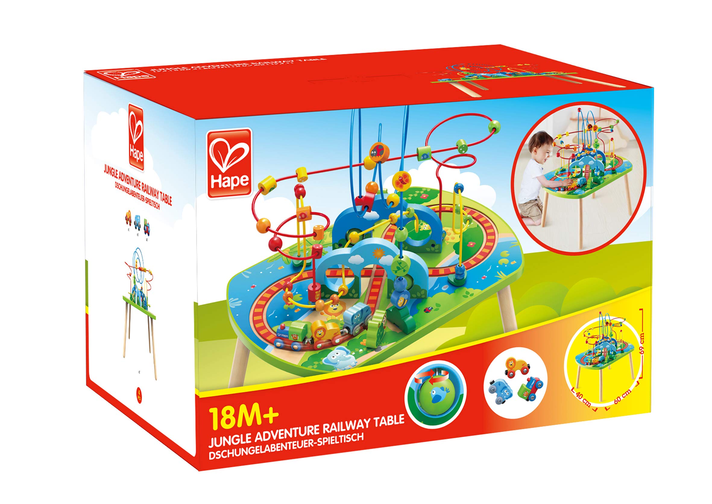 Hape E3824 tavolo treno giungla legno multiattività bimbi