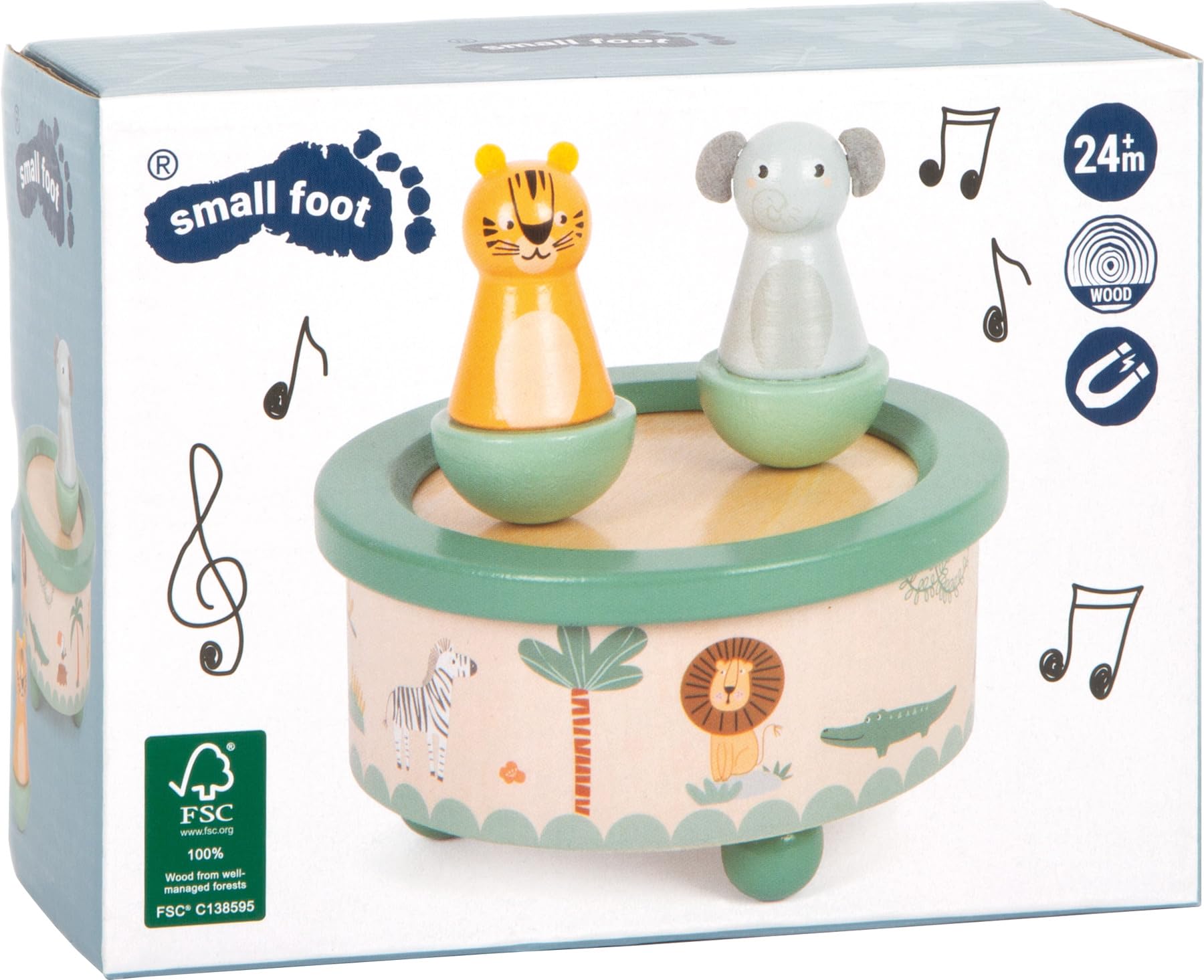 smallfoot 12738 carillon safari legno tigre elefante