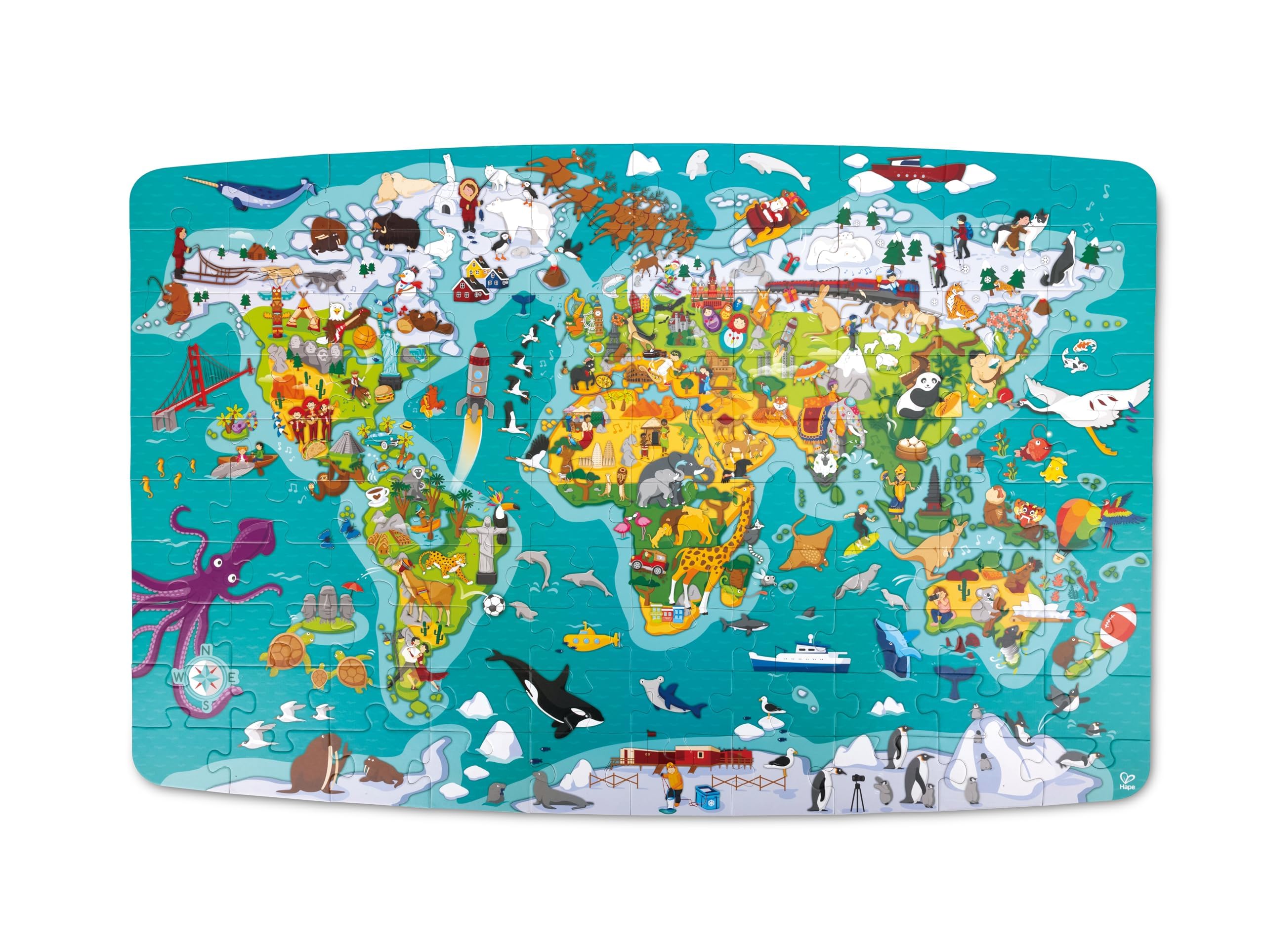 Hape Mappa del Mondo puzzle 100 pezzi dai 5 anni