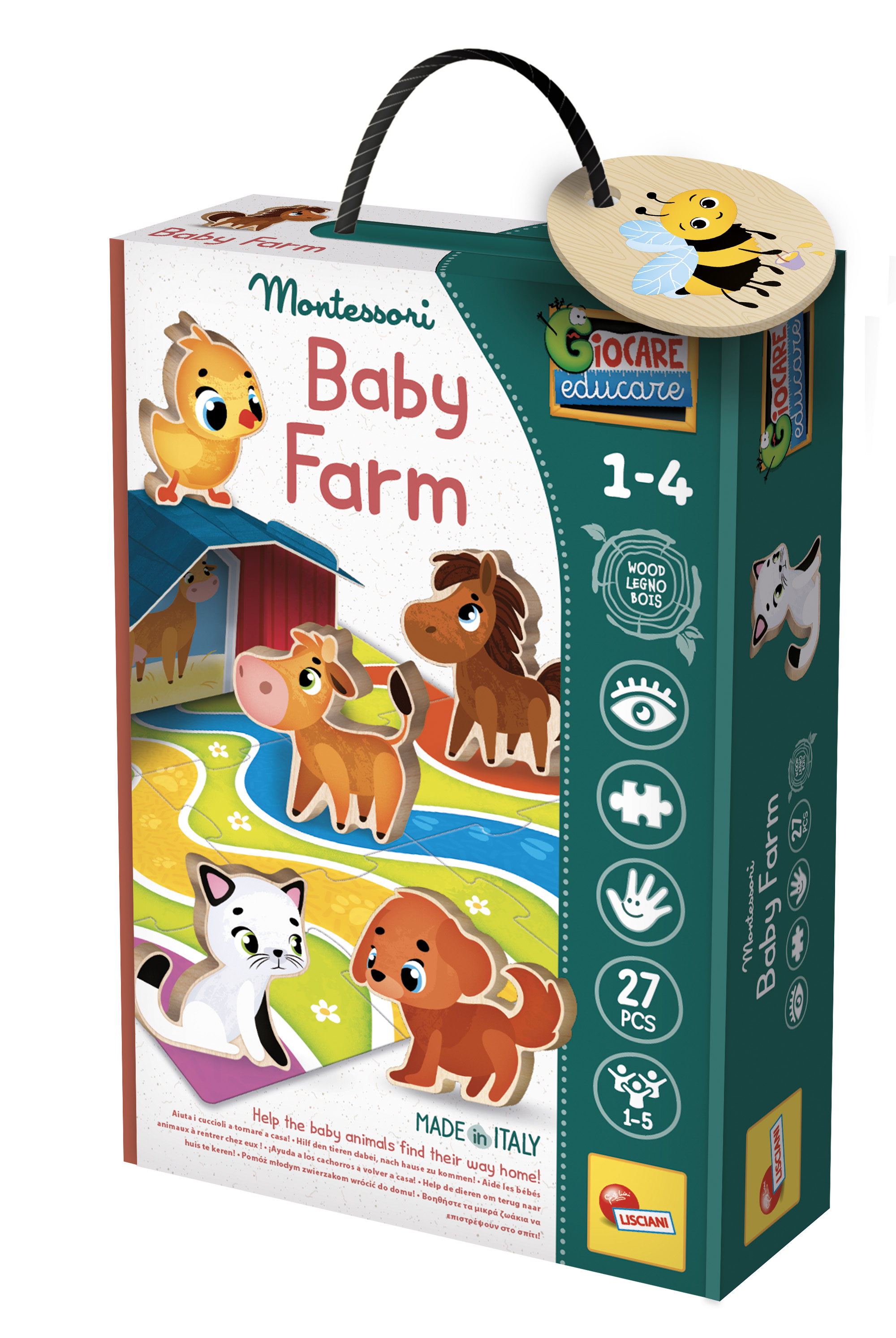 Lisciani Montessori Baby Wood Baby Farm gioco legno fattoria