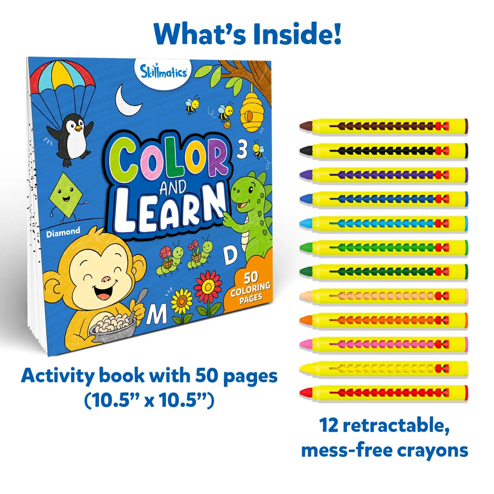Skillmatics Color and Learn Letters Numbers Phonics Shapes libro 3-6 anni