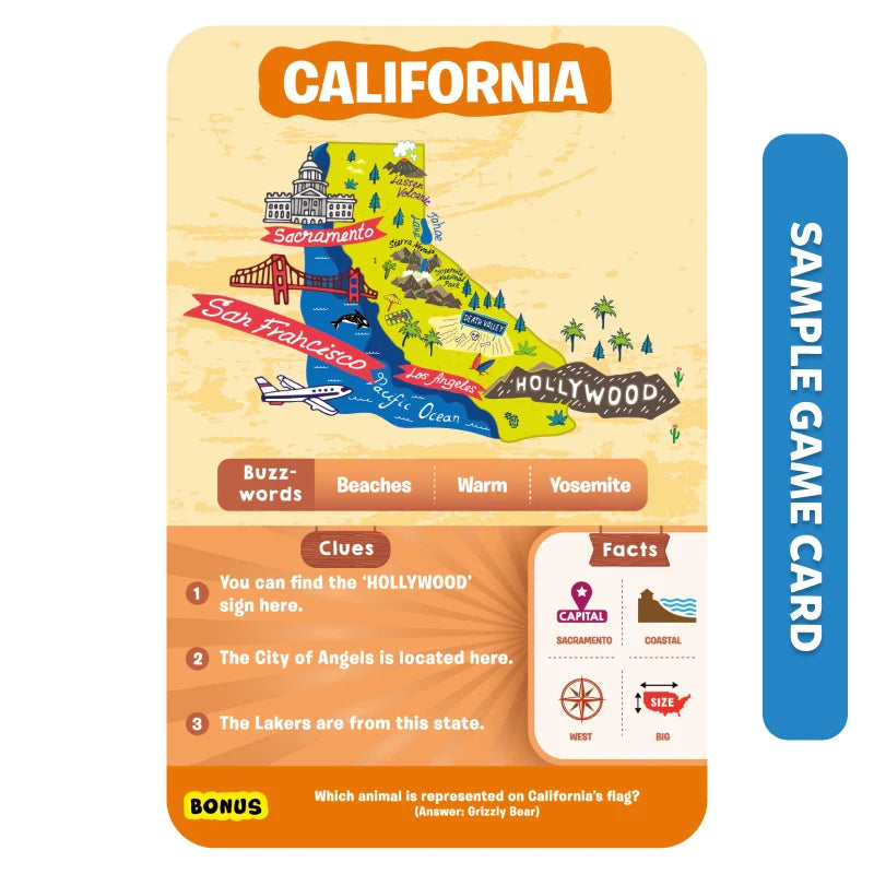 Skillmatics Guess in 10 States of America gioco carte