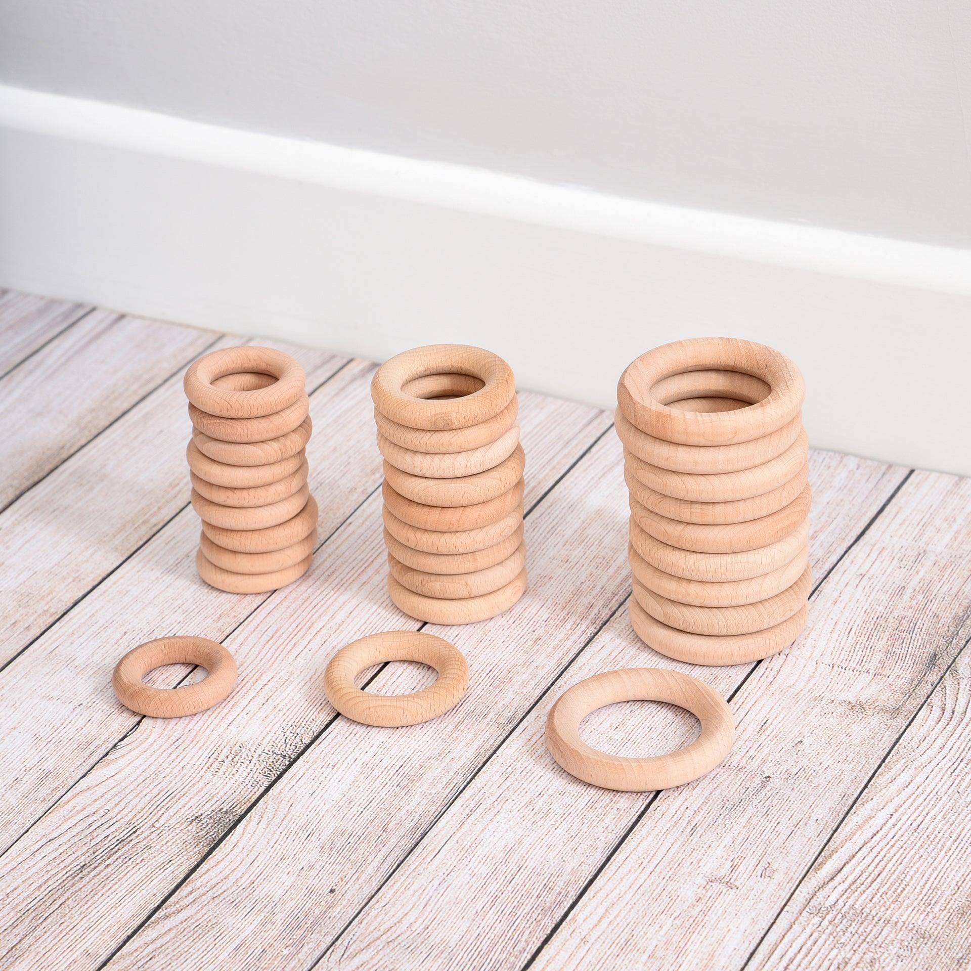 Tickit Natural Wooden Rings Anelli Legno 10 Pezzi 4,8 cm