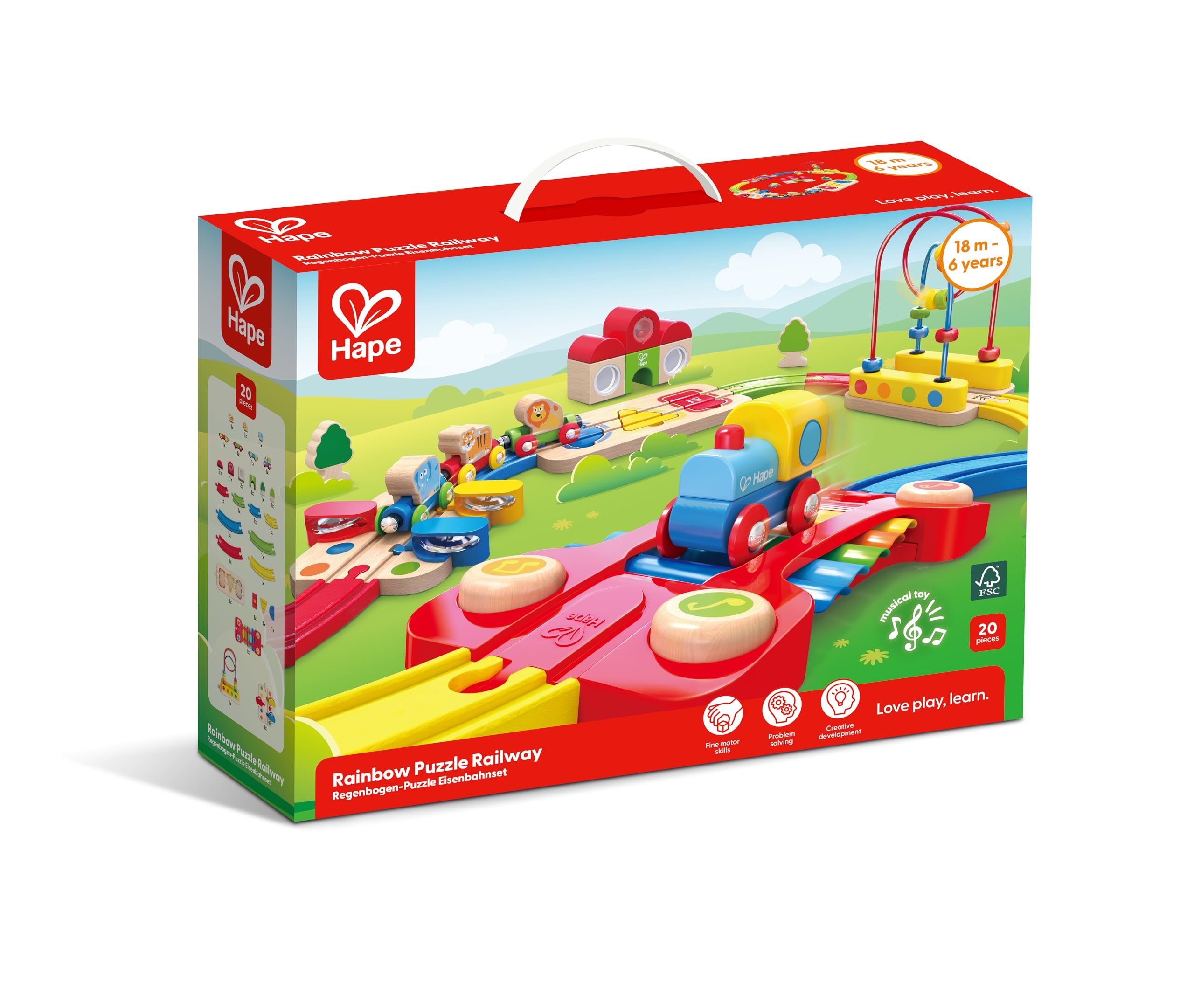 Hape E3826 Arcobaleno pista treno legno musicale