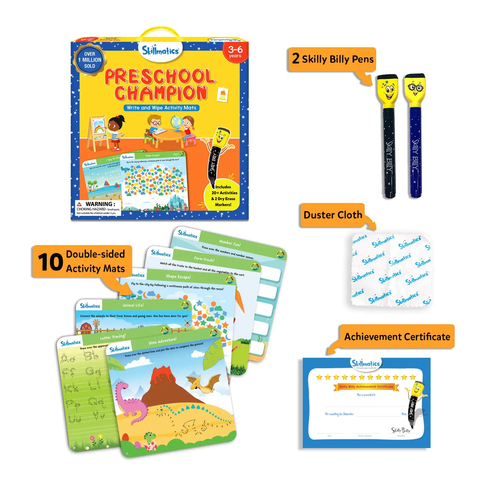 Skillmatics Write Learn Preschool Champion schede didattiche 17 attività