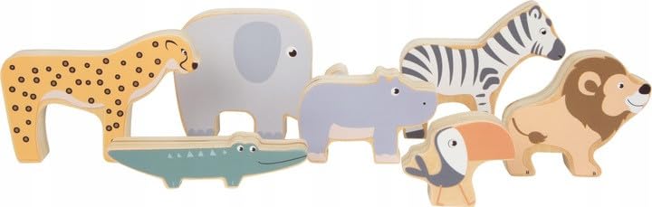 smallfoot 11704 Animali Safari Gioco Impilabili Legno 7 Pezzi