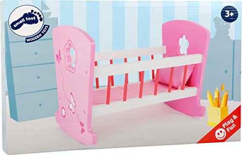 smallfoot 10742 culla bambole legno rosa con cuscino