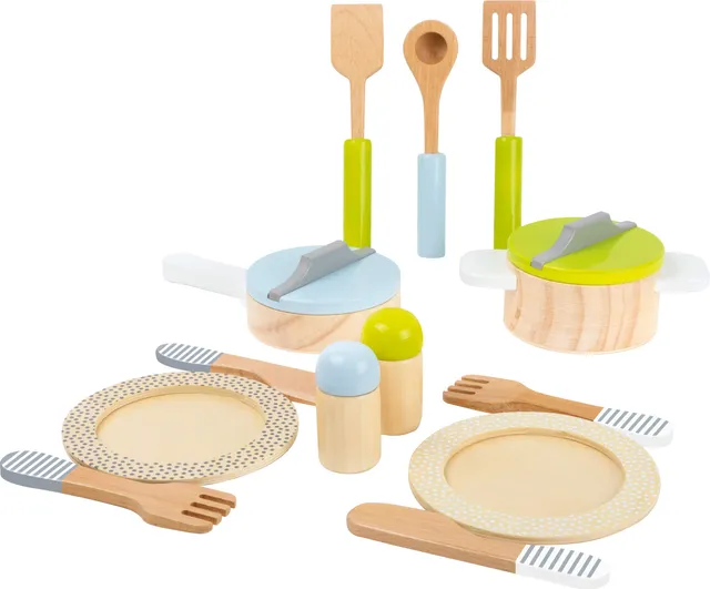 Small Foot 11098 Set Pentole Legno Bambini 15 Pezzi Cucina