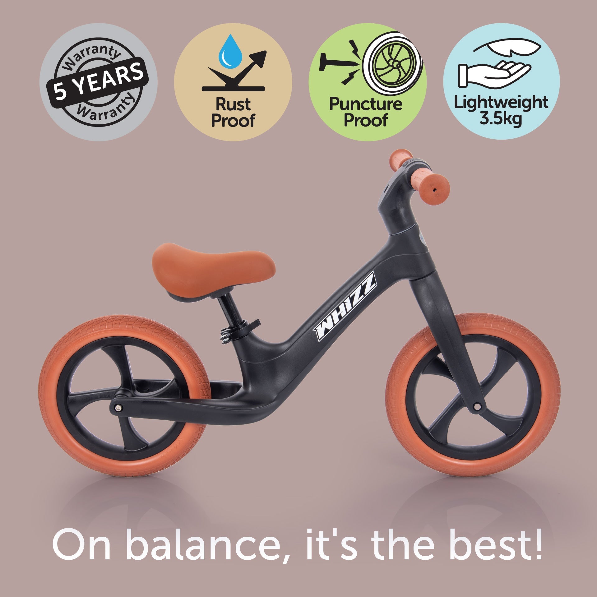 Tickit Whizz Balance Bike bici senza pedali nera 24 mesi